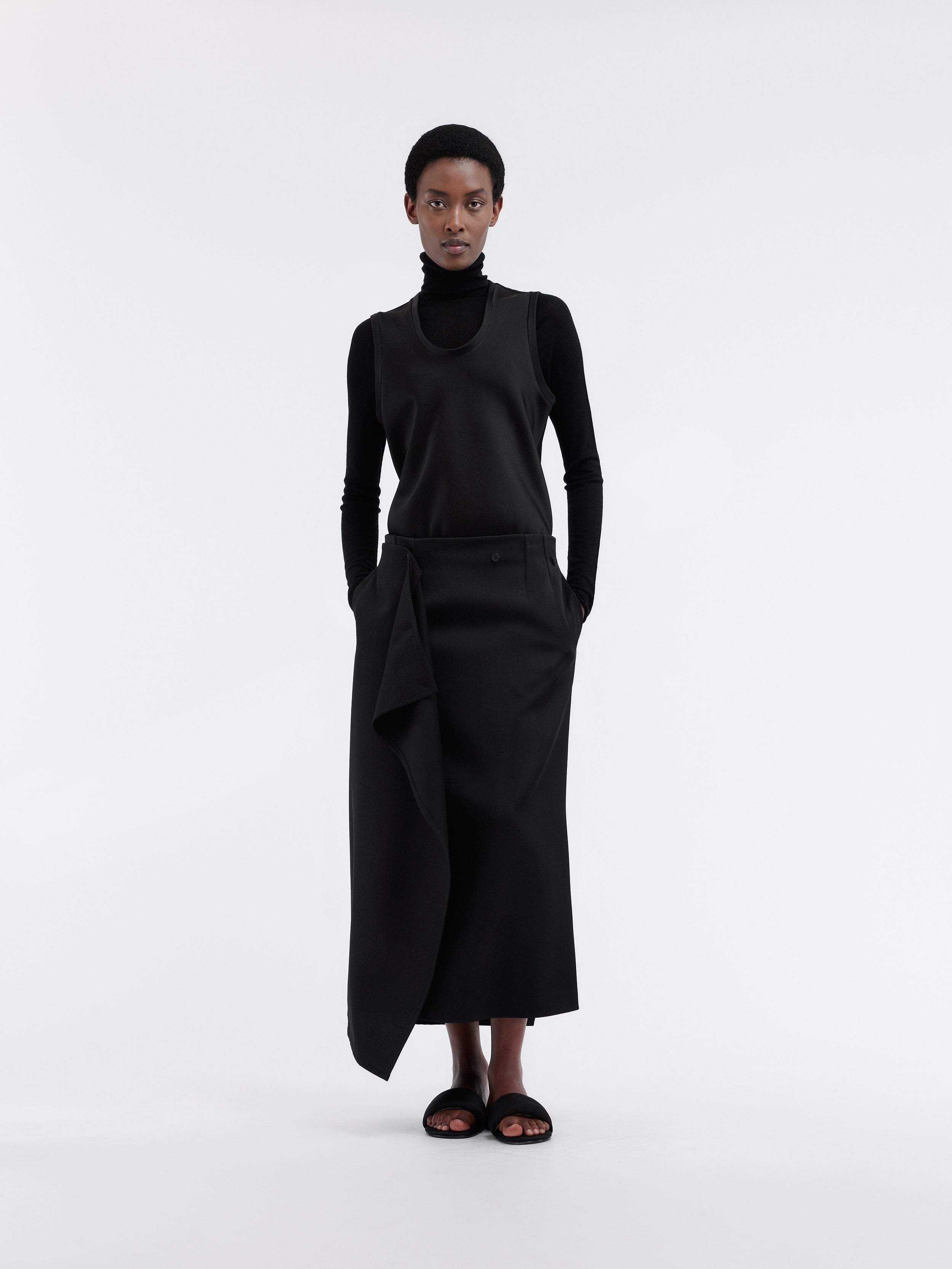 Layered skirt in double satin