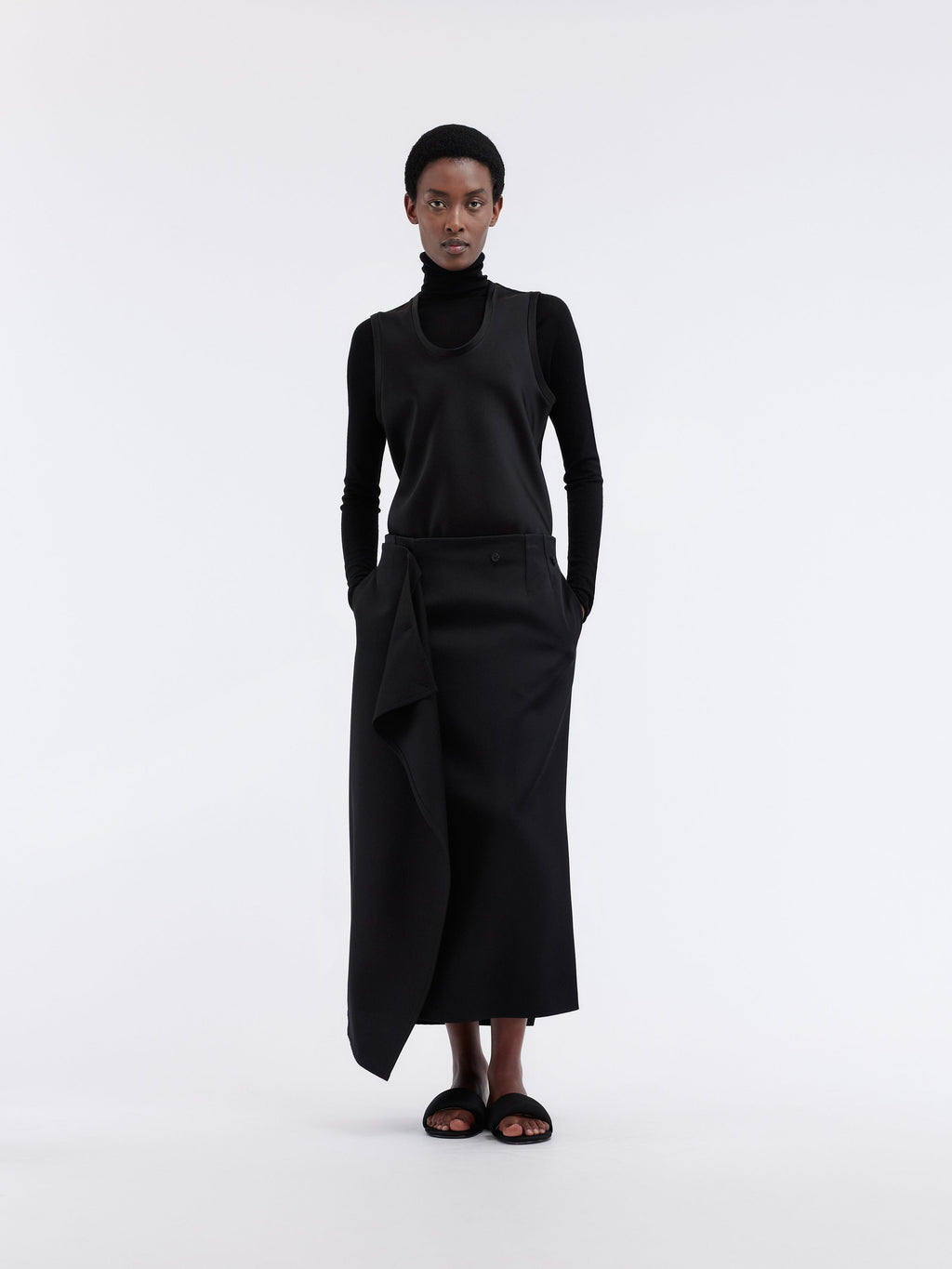 Layered skirt in double satin