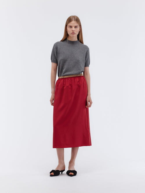Short-sleeved jumper in double cashmere