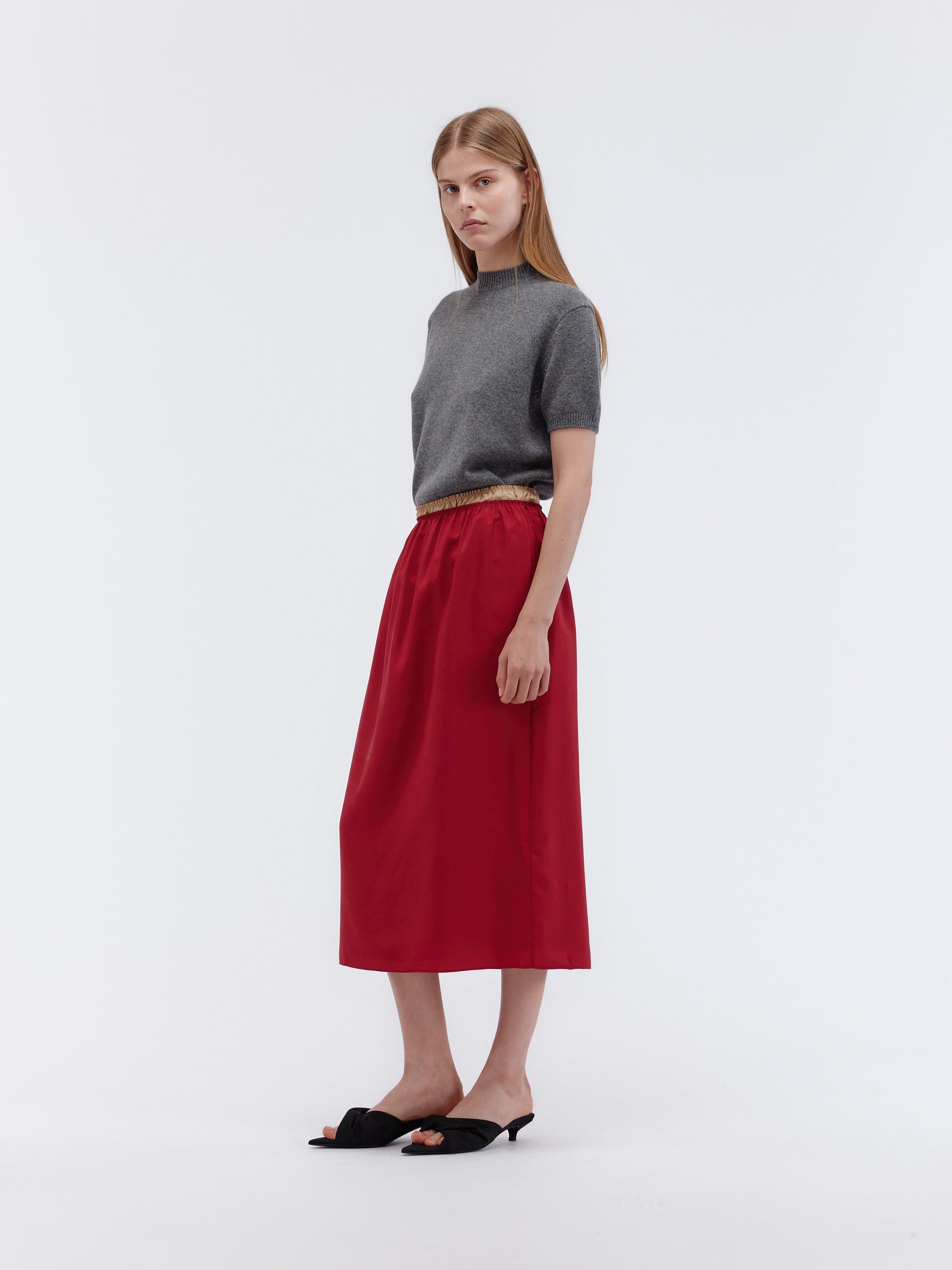 Short-sleeved jumper in double cashmere