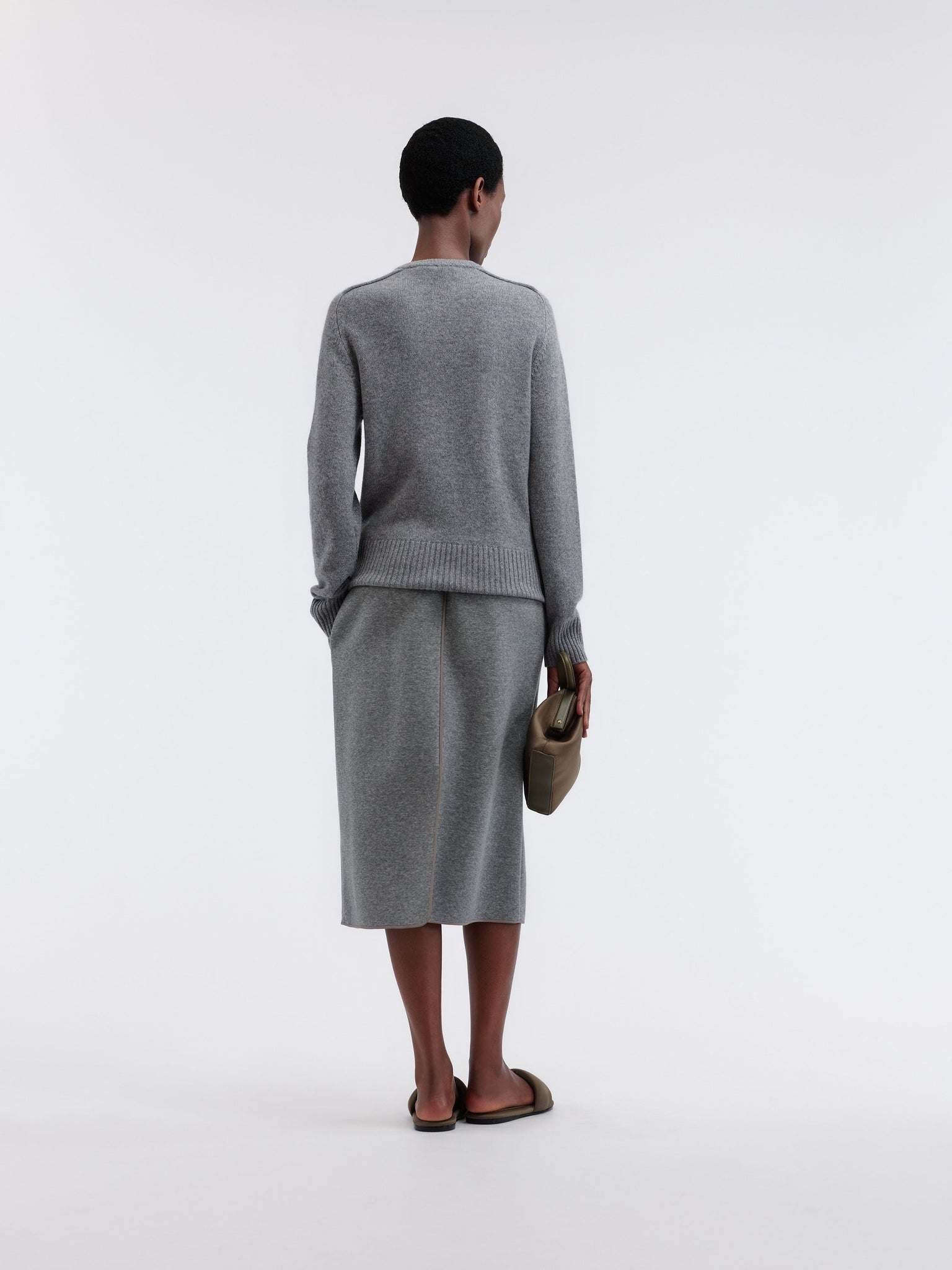 Pull-on skirt in cashmere cotton jersey