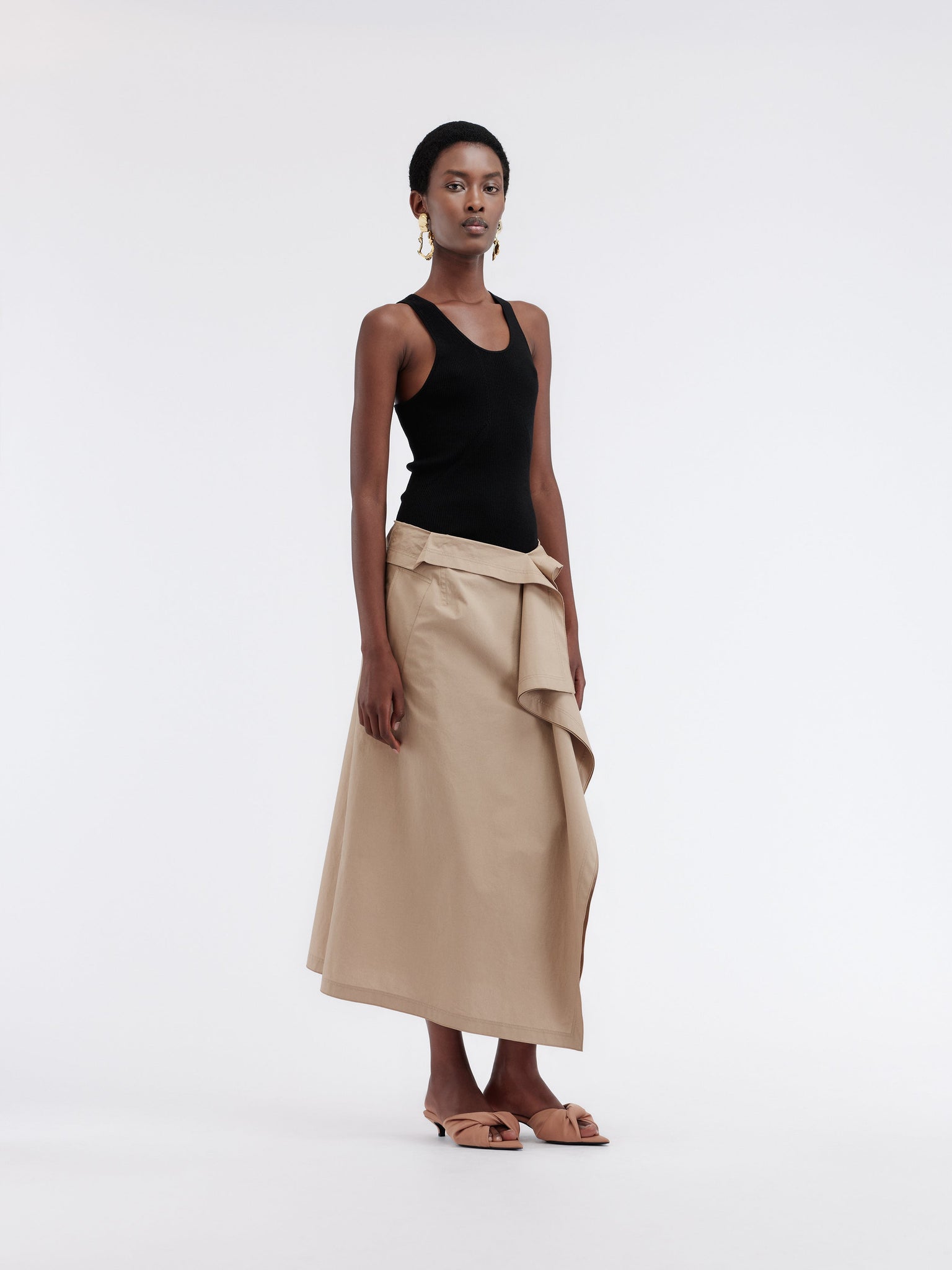 Waterfall skirt in light cotton poplin