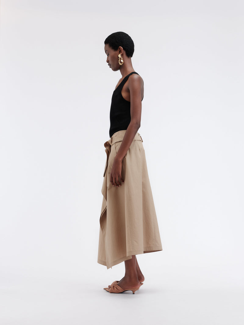 Jupe drapée en popeline de coton légère