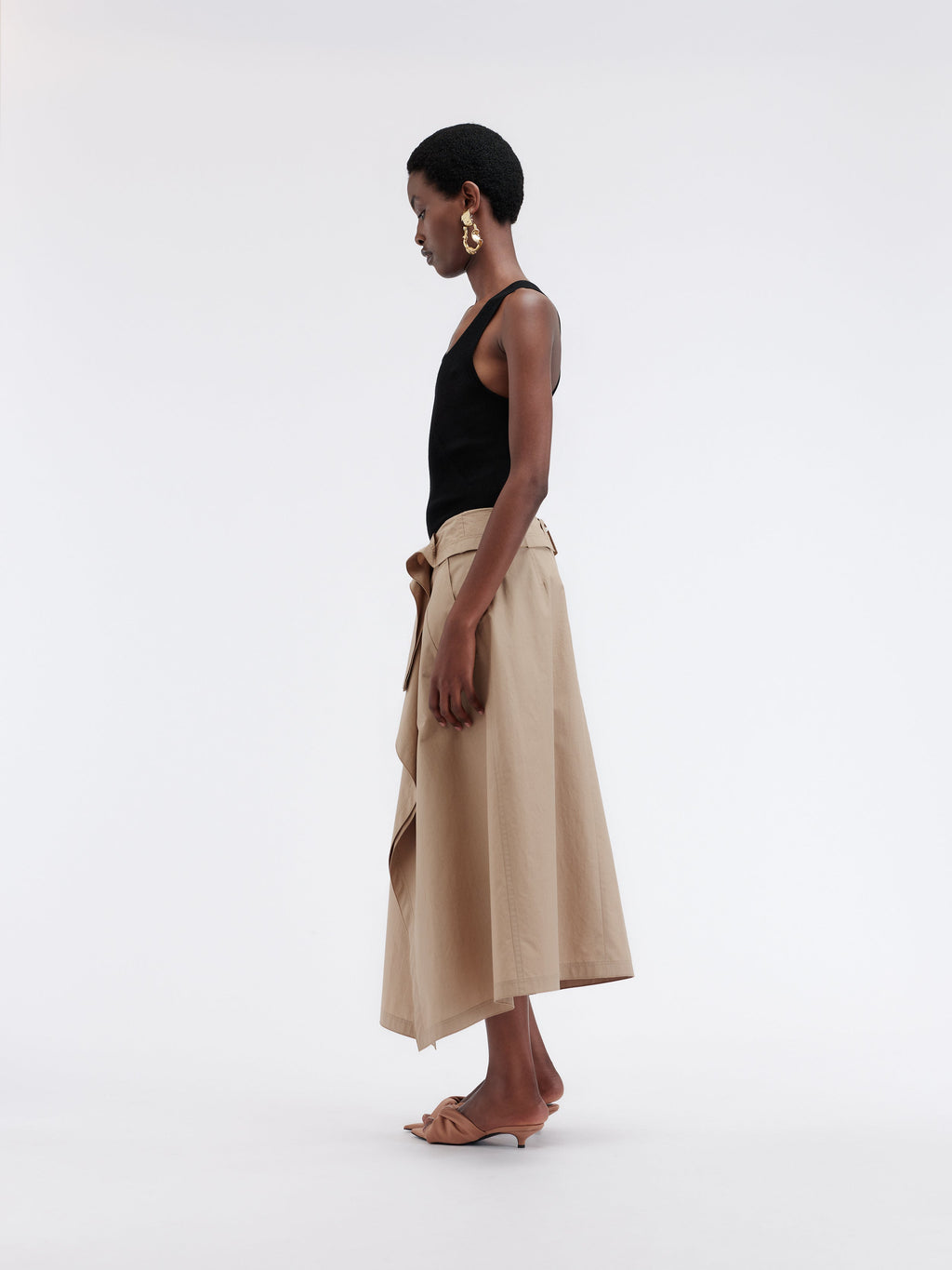 Jupe drapée en popeline de coton légère