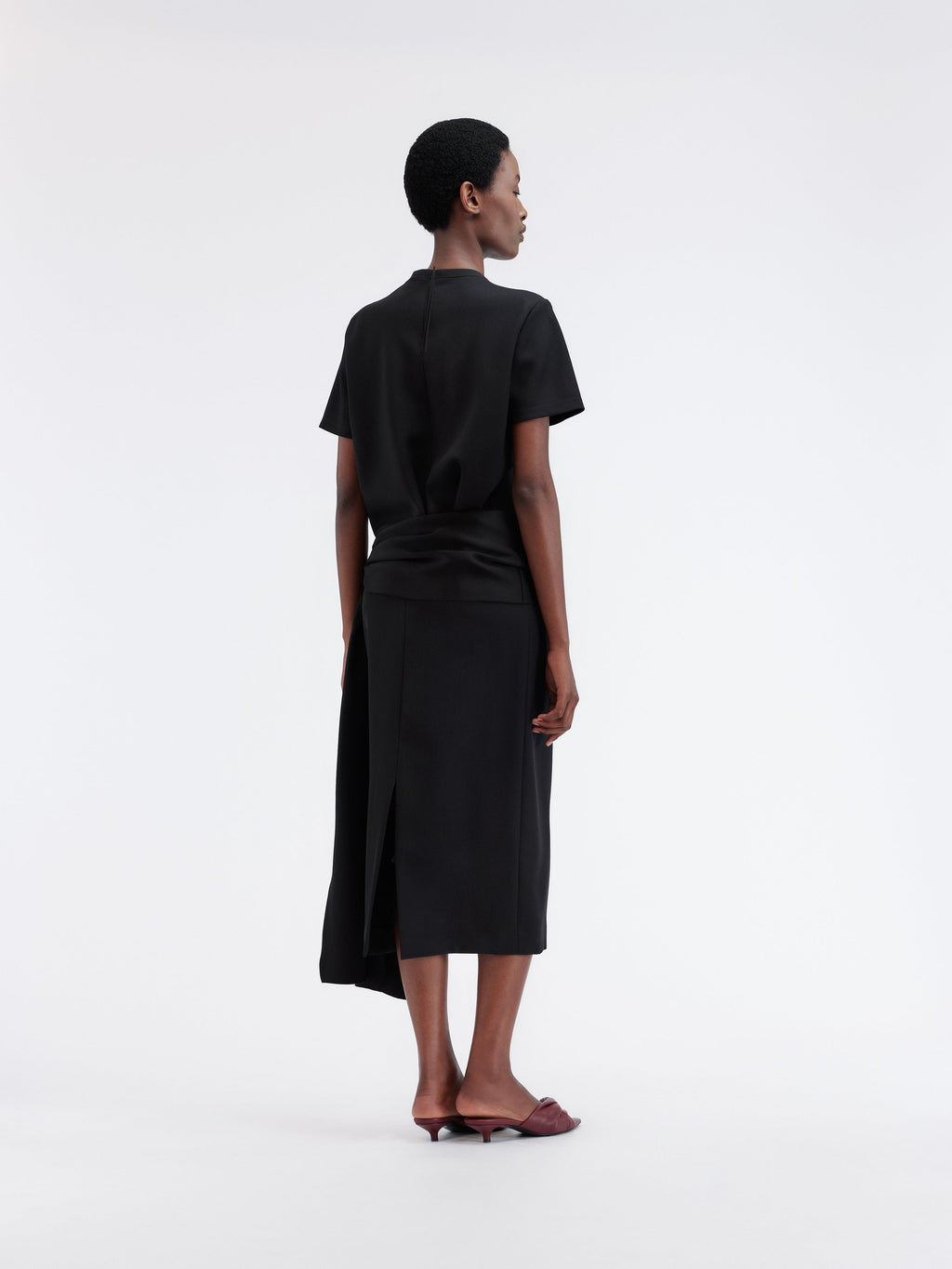 Knot skirt in grain de poudre