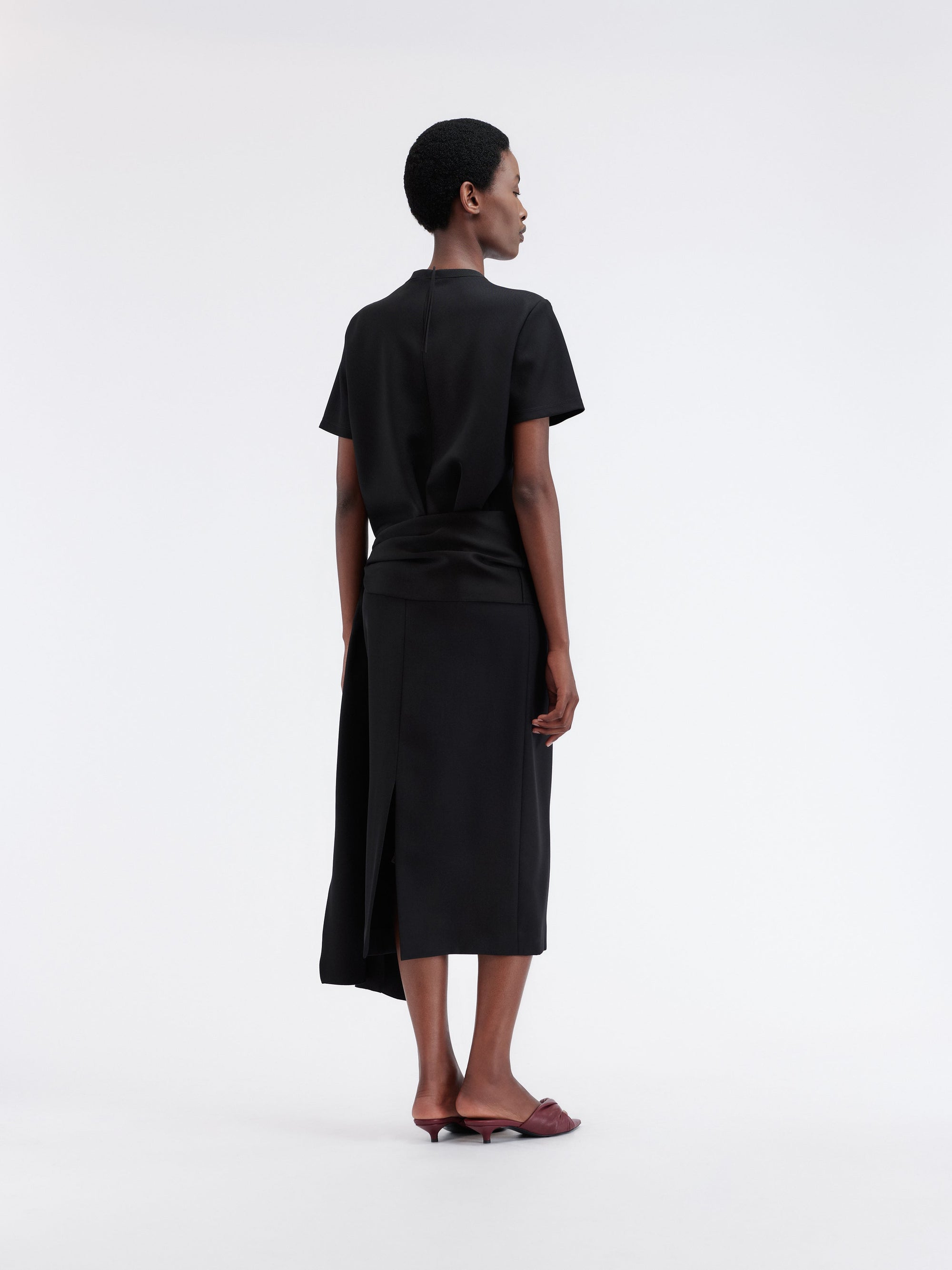 Knot skirt in grain de poudre