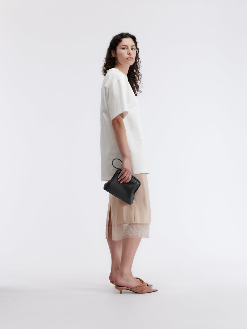 Lace trim slip skirt in silk toile