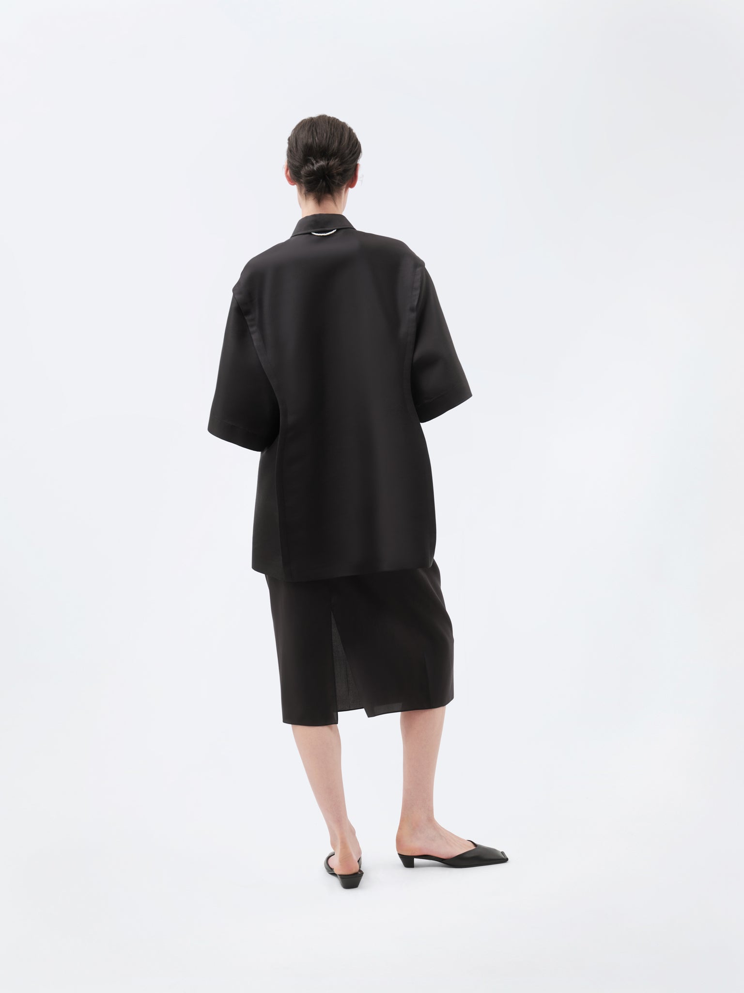 Surchemise manches courtes en soie et laine couture