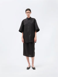 Surchemise manches courtes en soie et laine couture