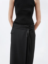Wrap skirt in grain de poudre