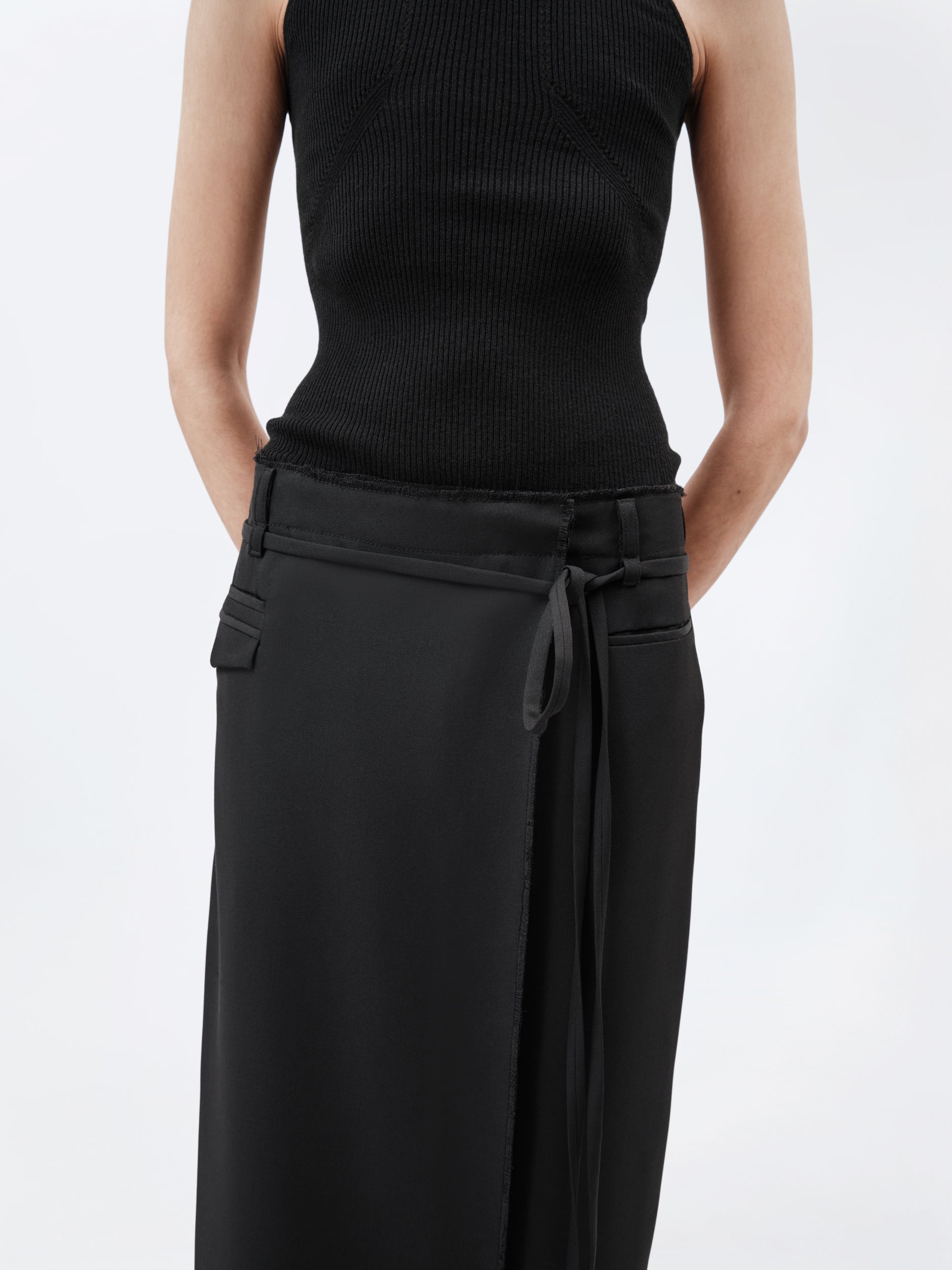 Wrap skirt in grain de poudre