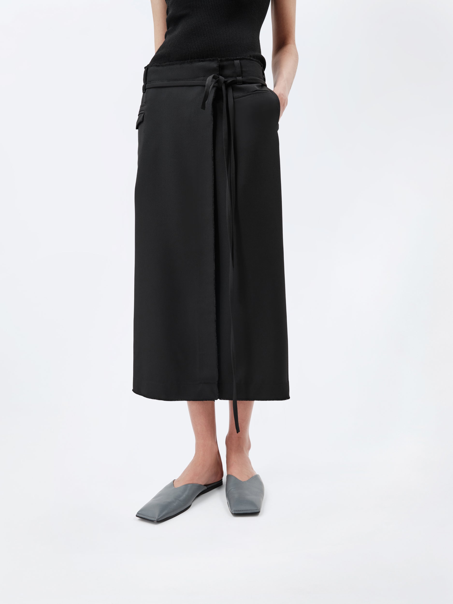 Wrap skirt in grain de poudre