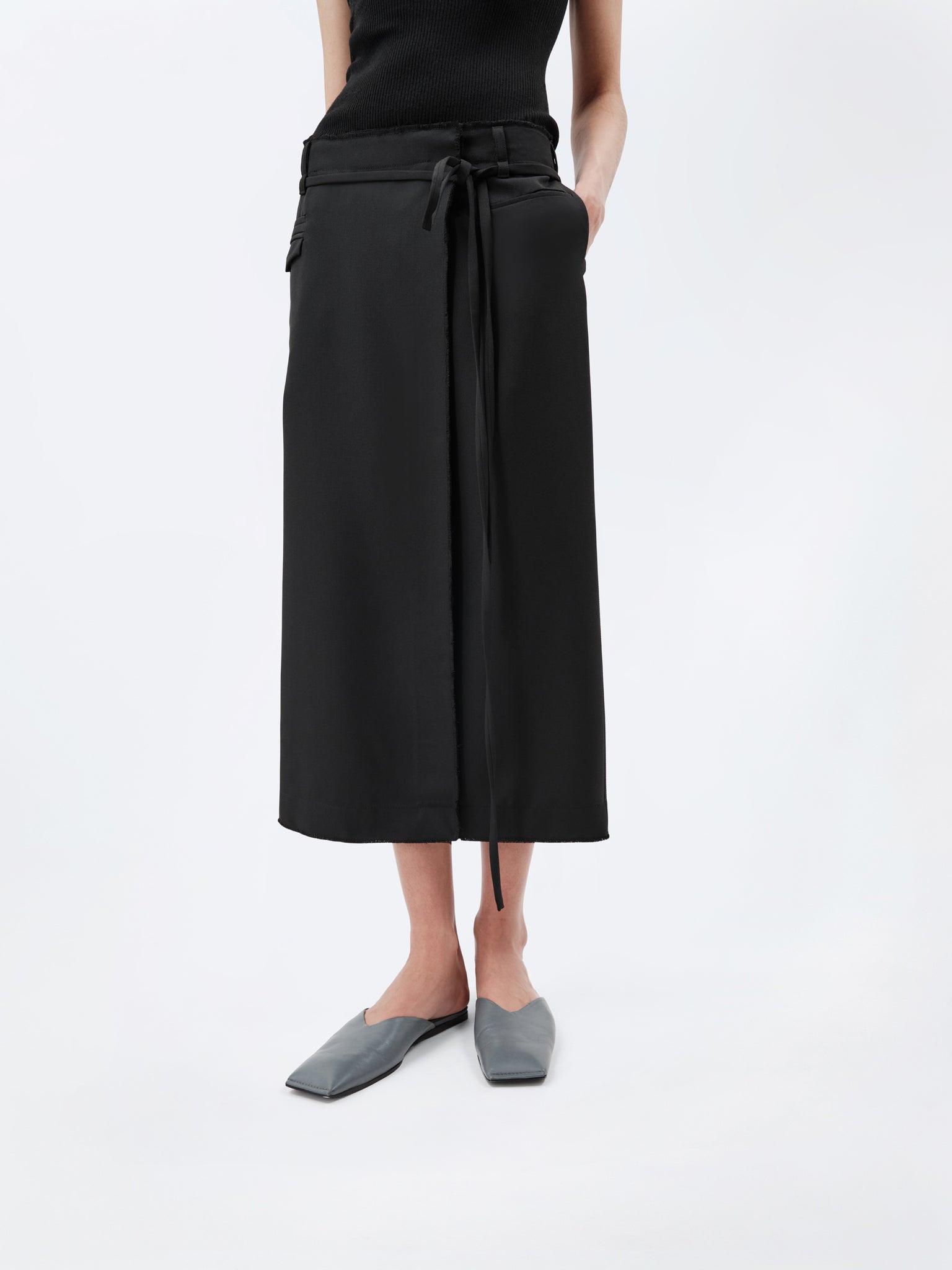 Wrap skirt in grain de poudre