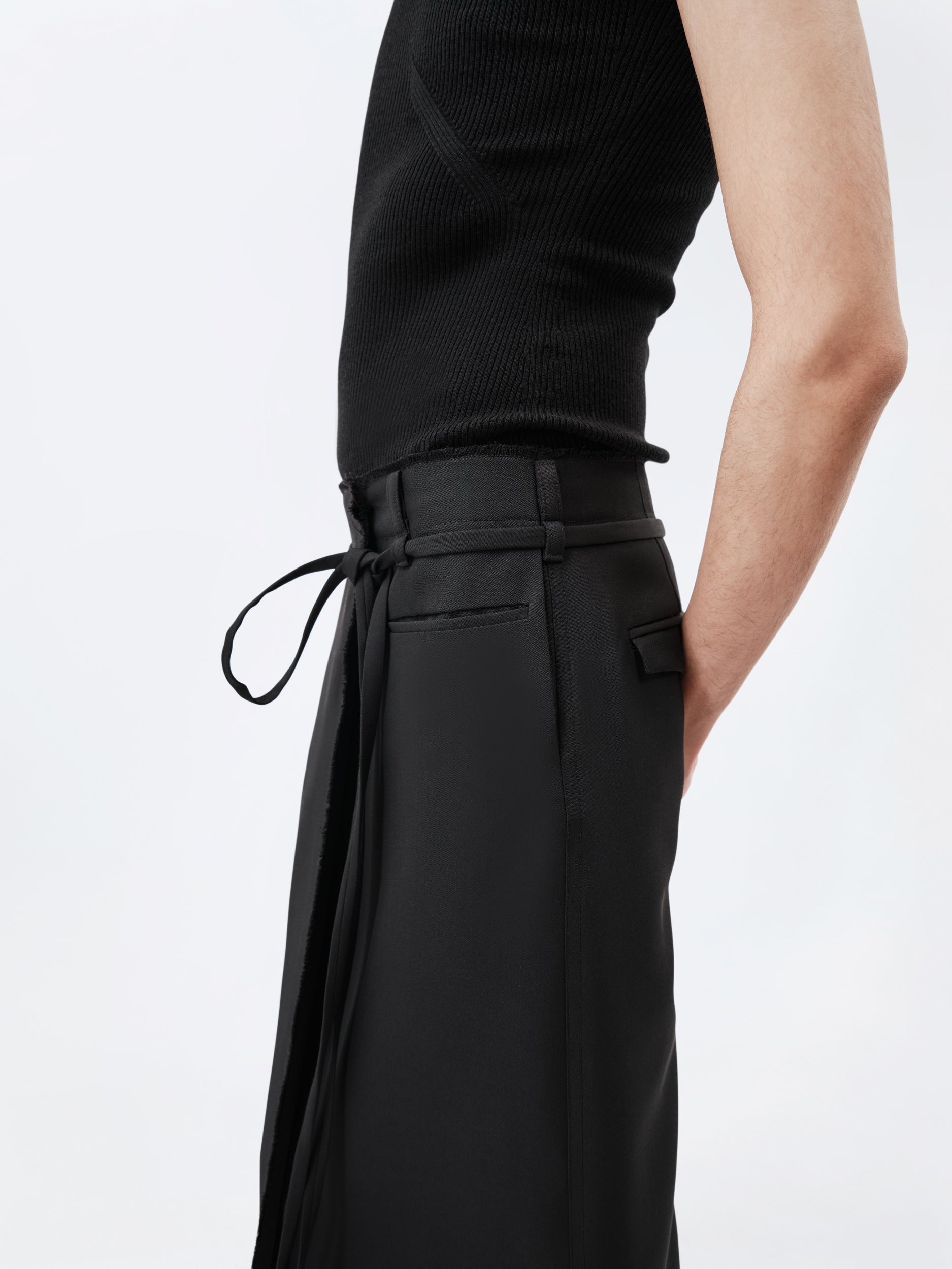 Wrap skirt in grain de poudre