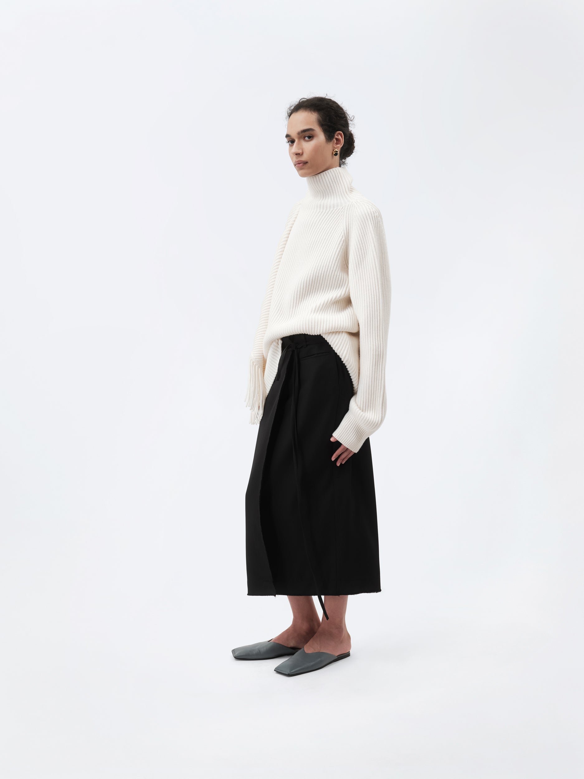 Wrap skirt in grain de poudre