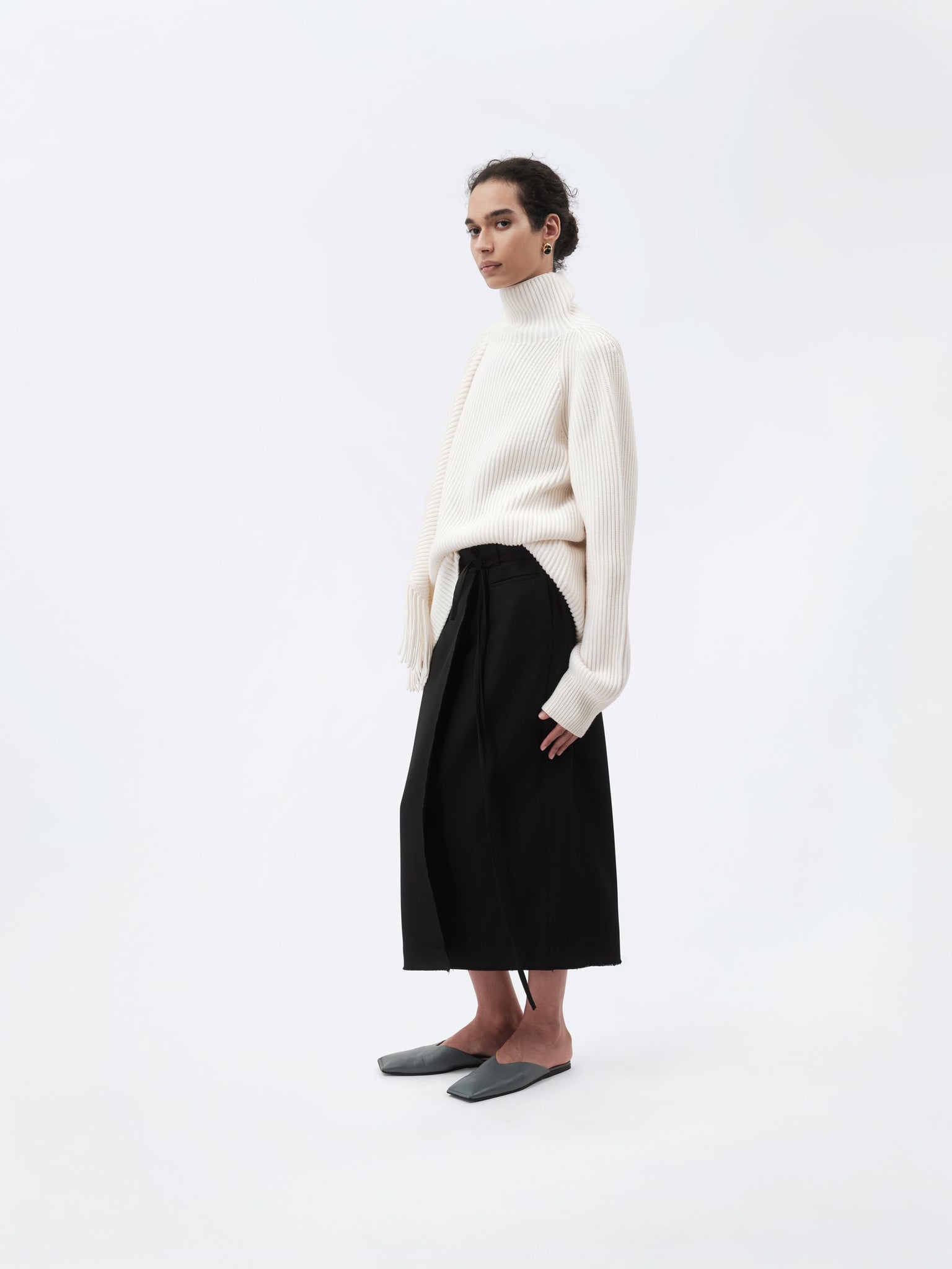 Wrap skirt in grain de poudre