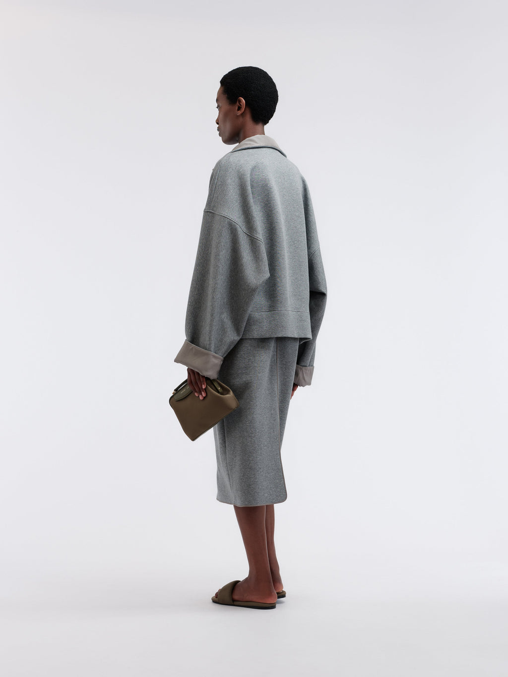 Sweat col zippé en jersey de cachemire et coton