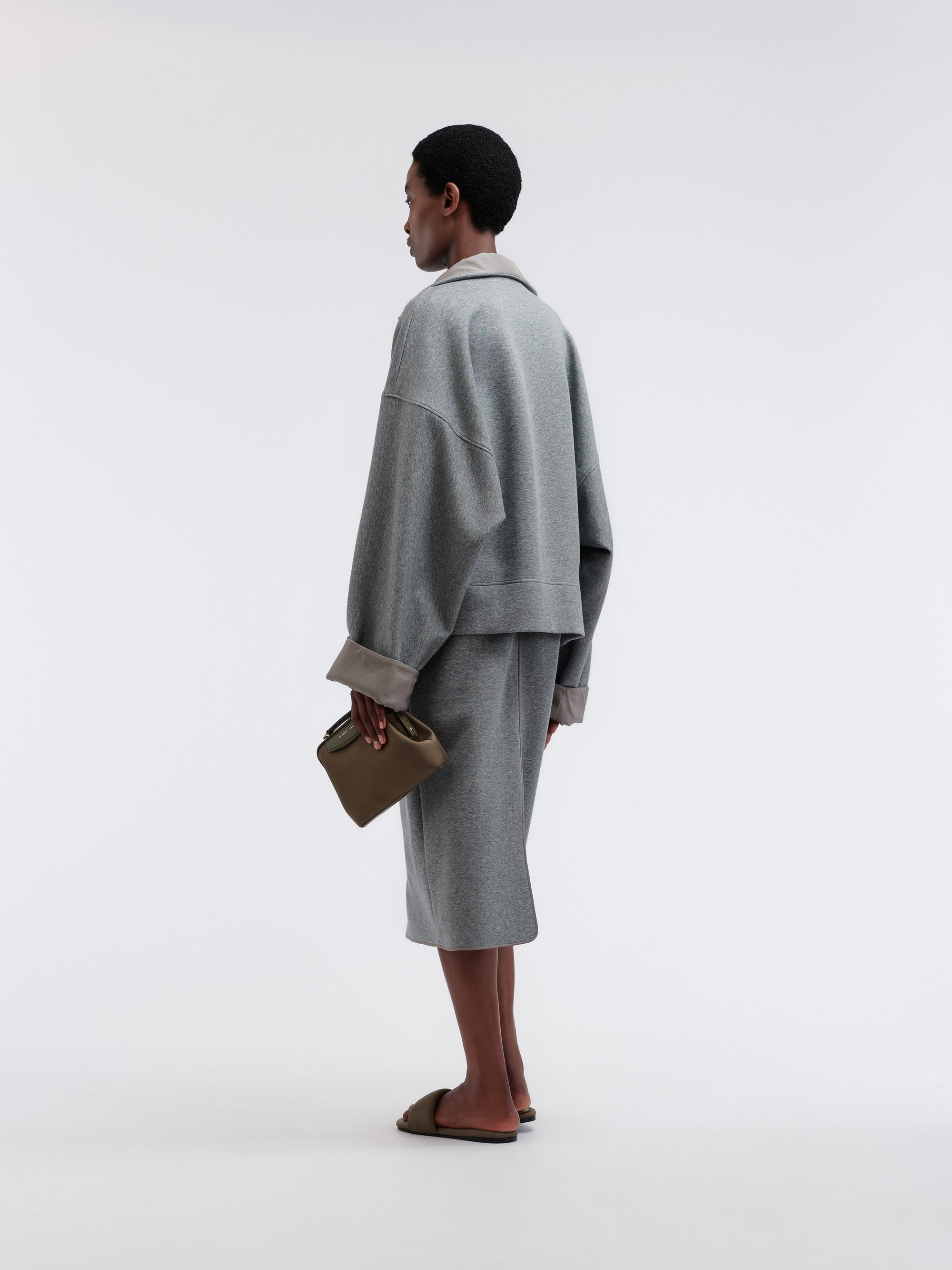 Sweat col zippé en jersey de cachemire et coton