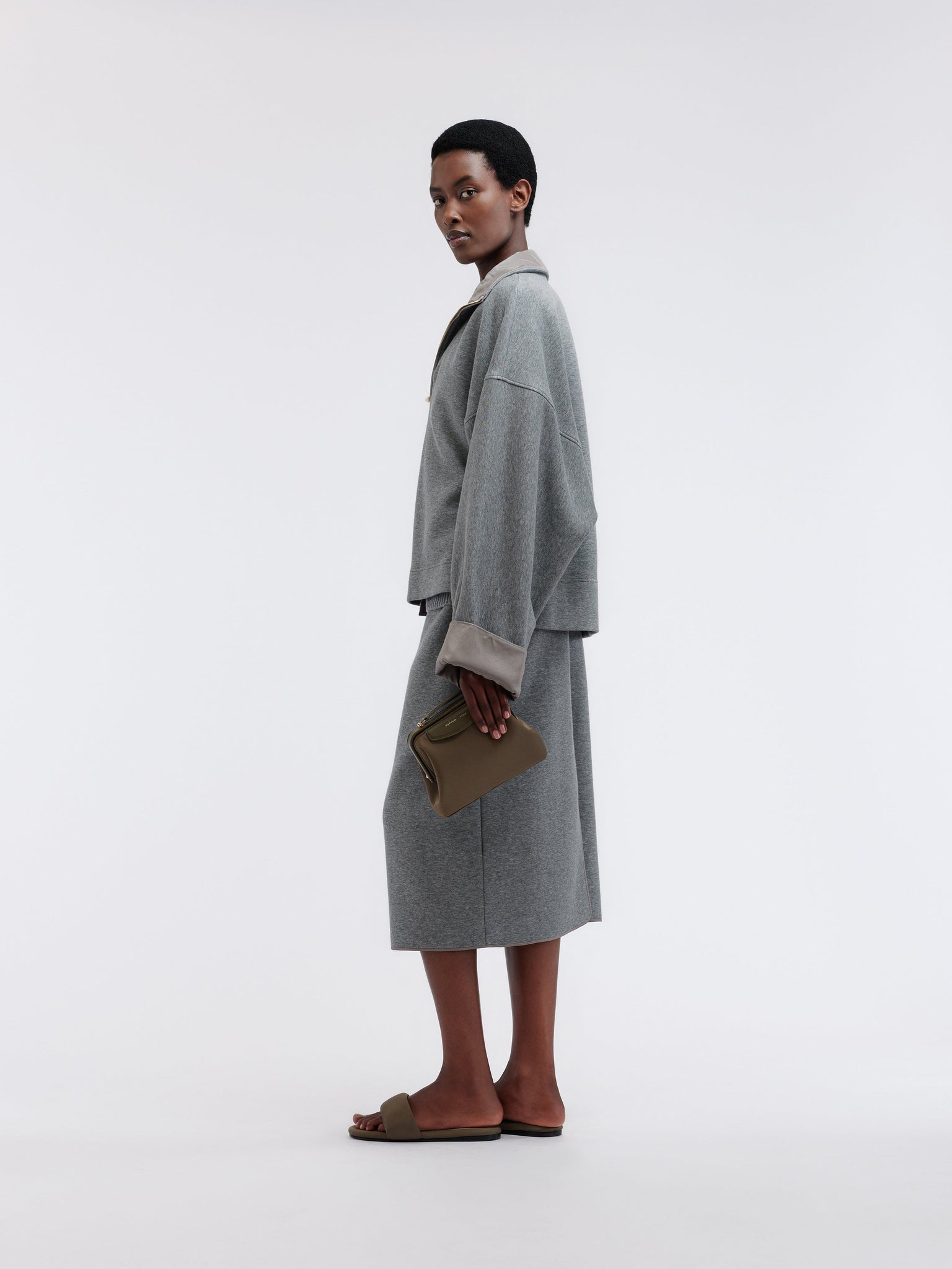 Sweat col zippé en jersey de cachemire et coton