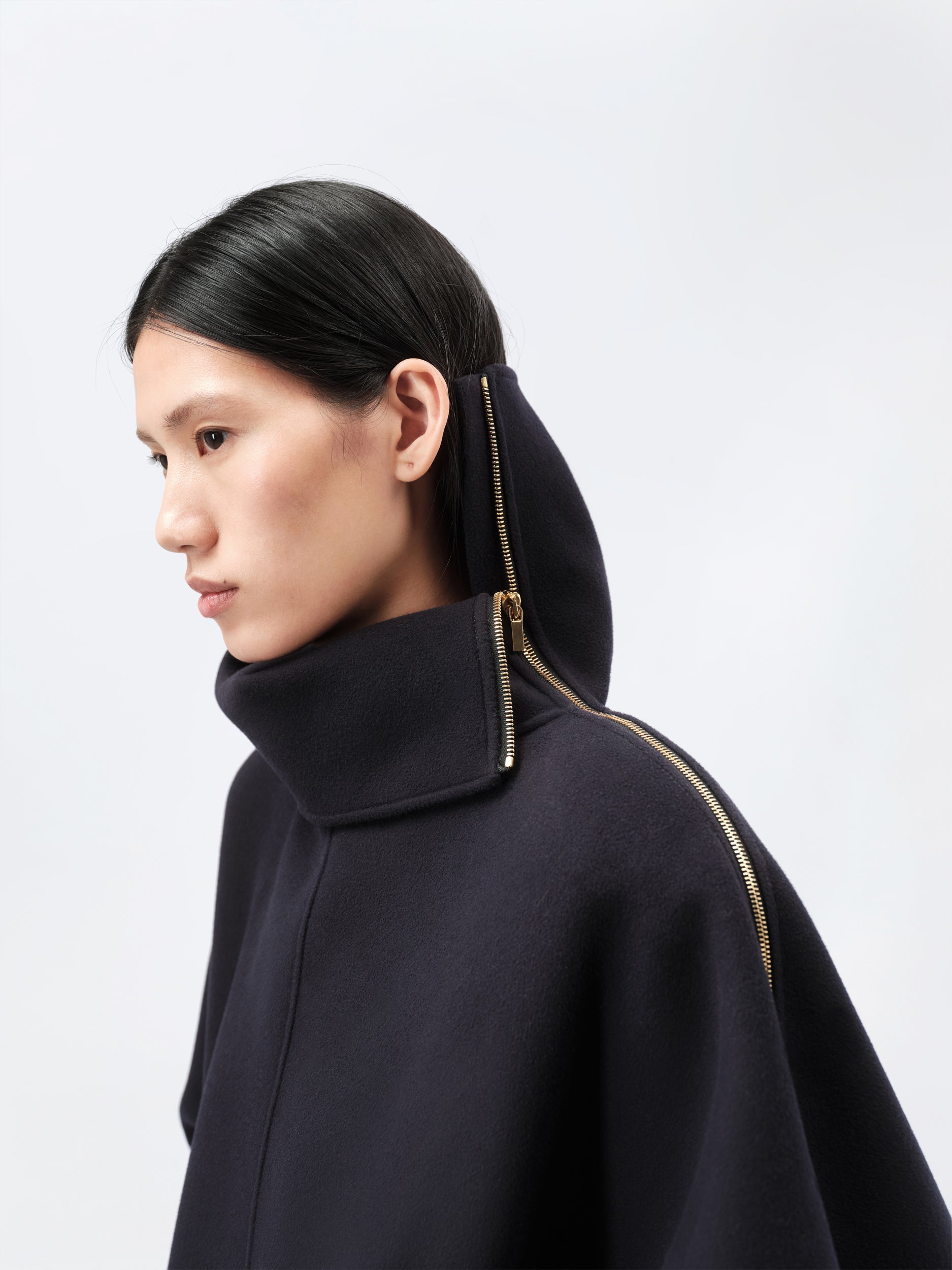 Blouson à enfiler zippé en drap double face
