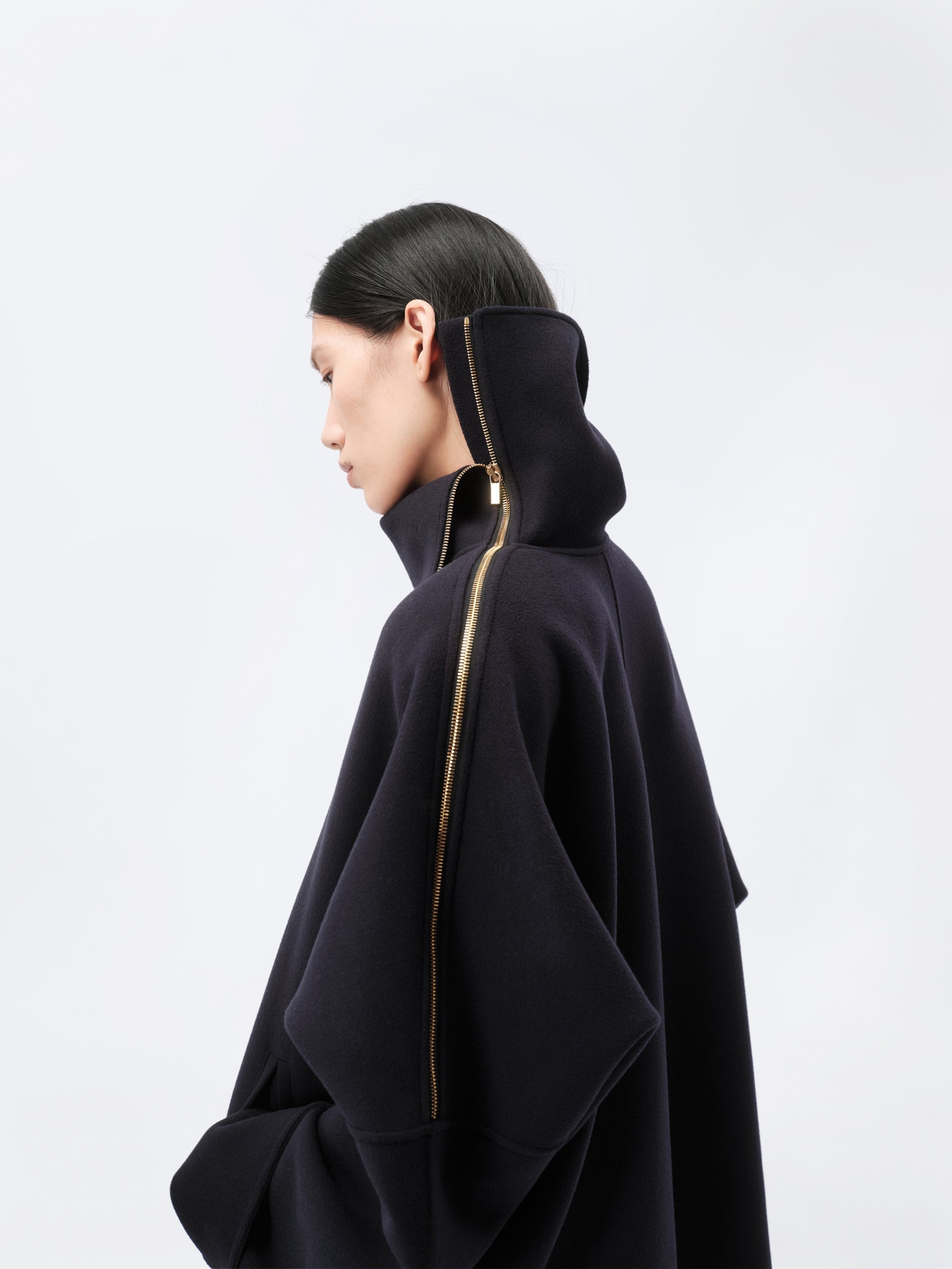 Blouson à enfiler zippé en drap double face