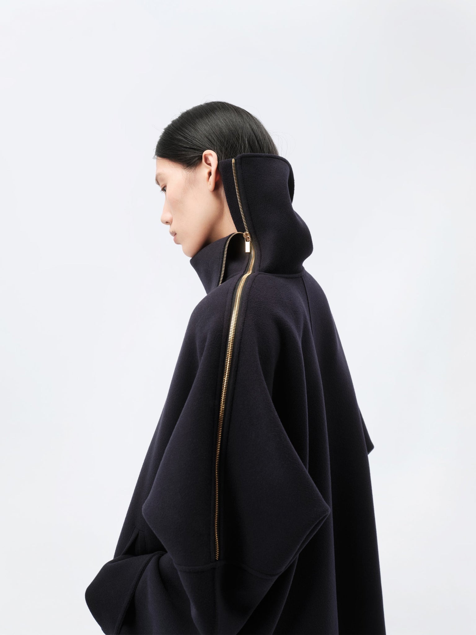 Blouson à enfiler zippé en drap double face