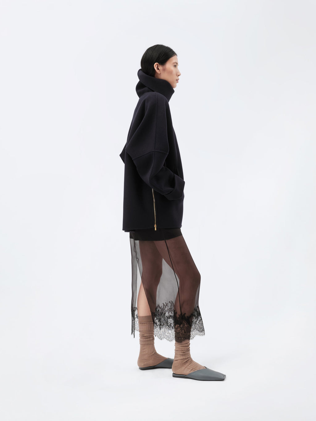 Blouson à enfiler zippé en drap double face