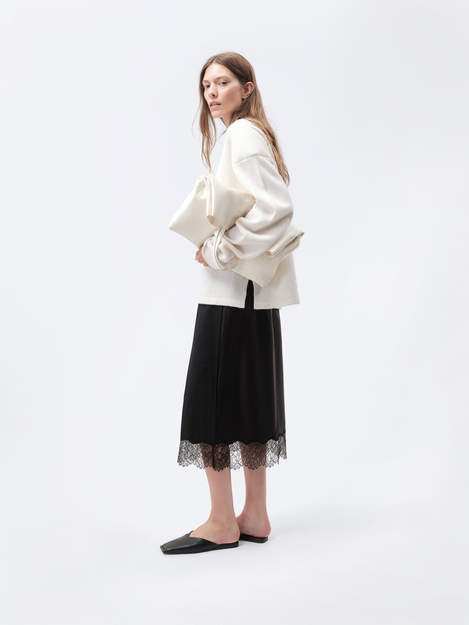 Pull raglan en laine bouillie