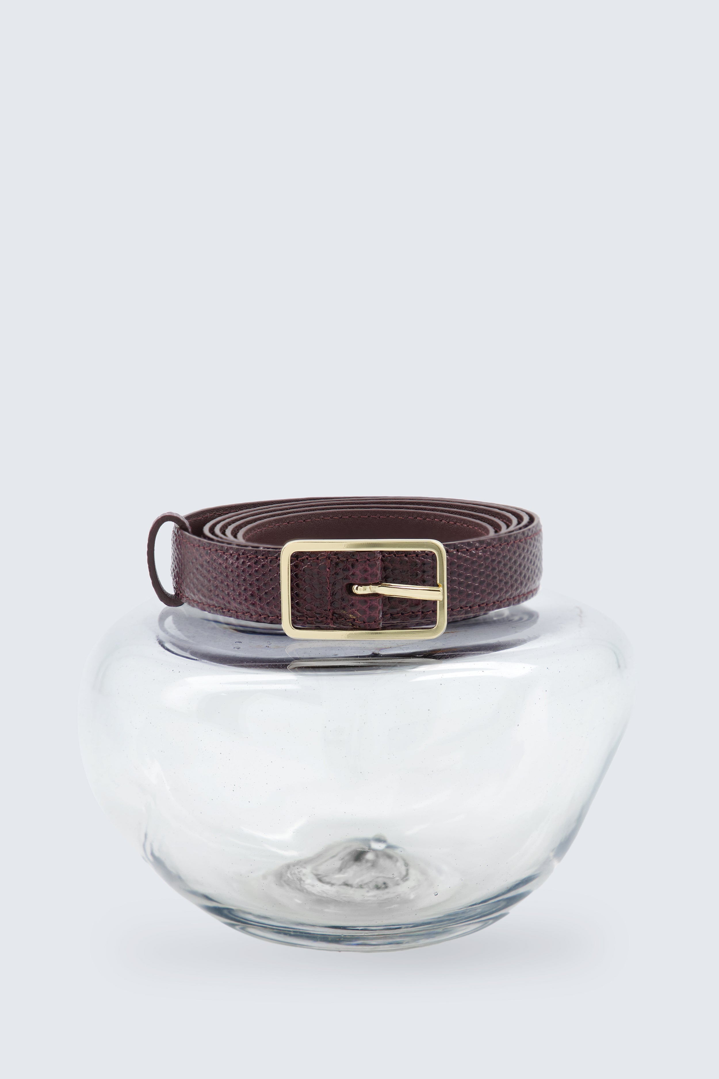 Ceinture fine en cuir de veau embossé