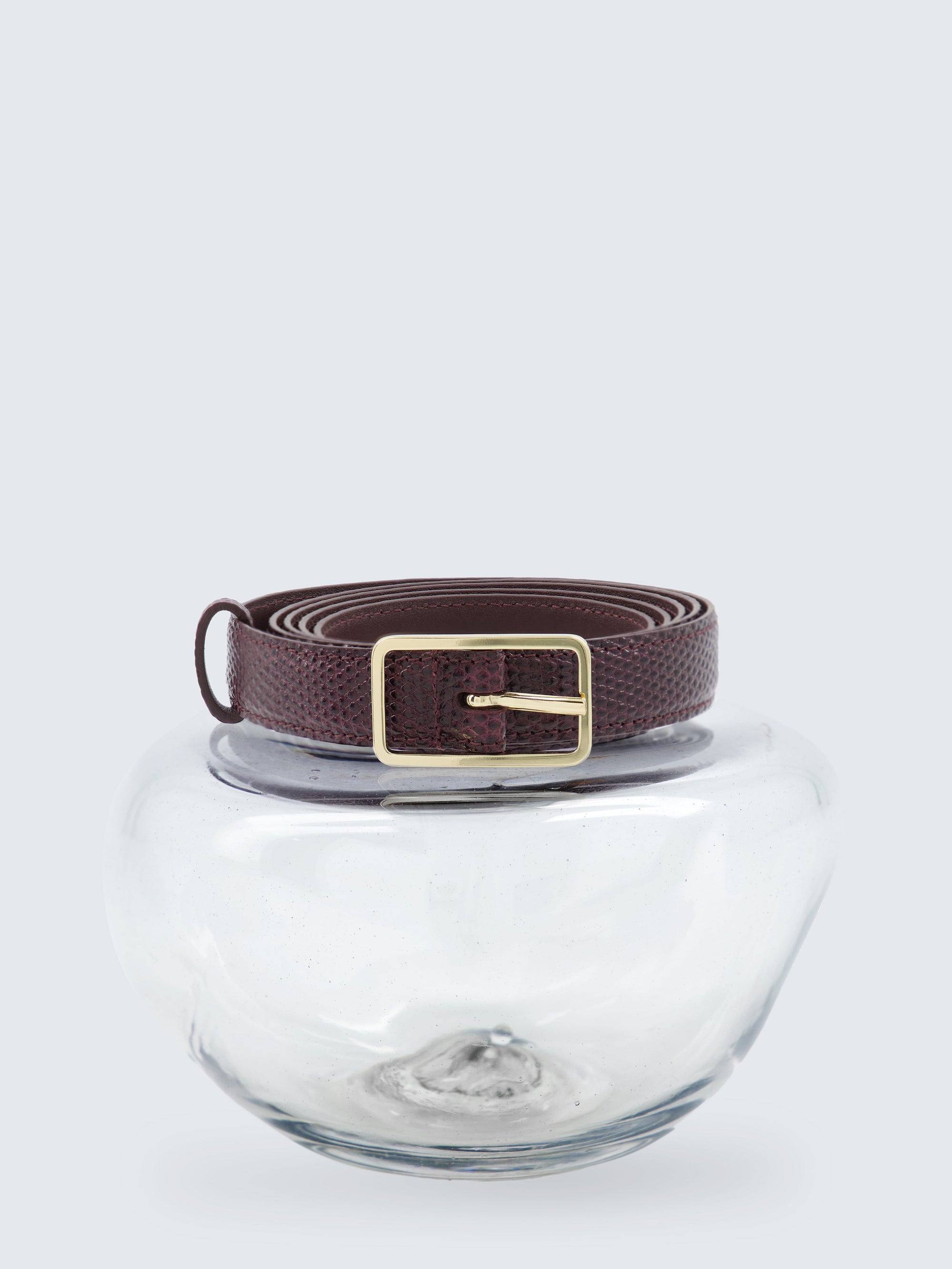 Ceinture fine en cuir de veau embossé