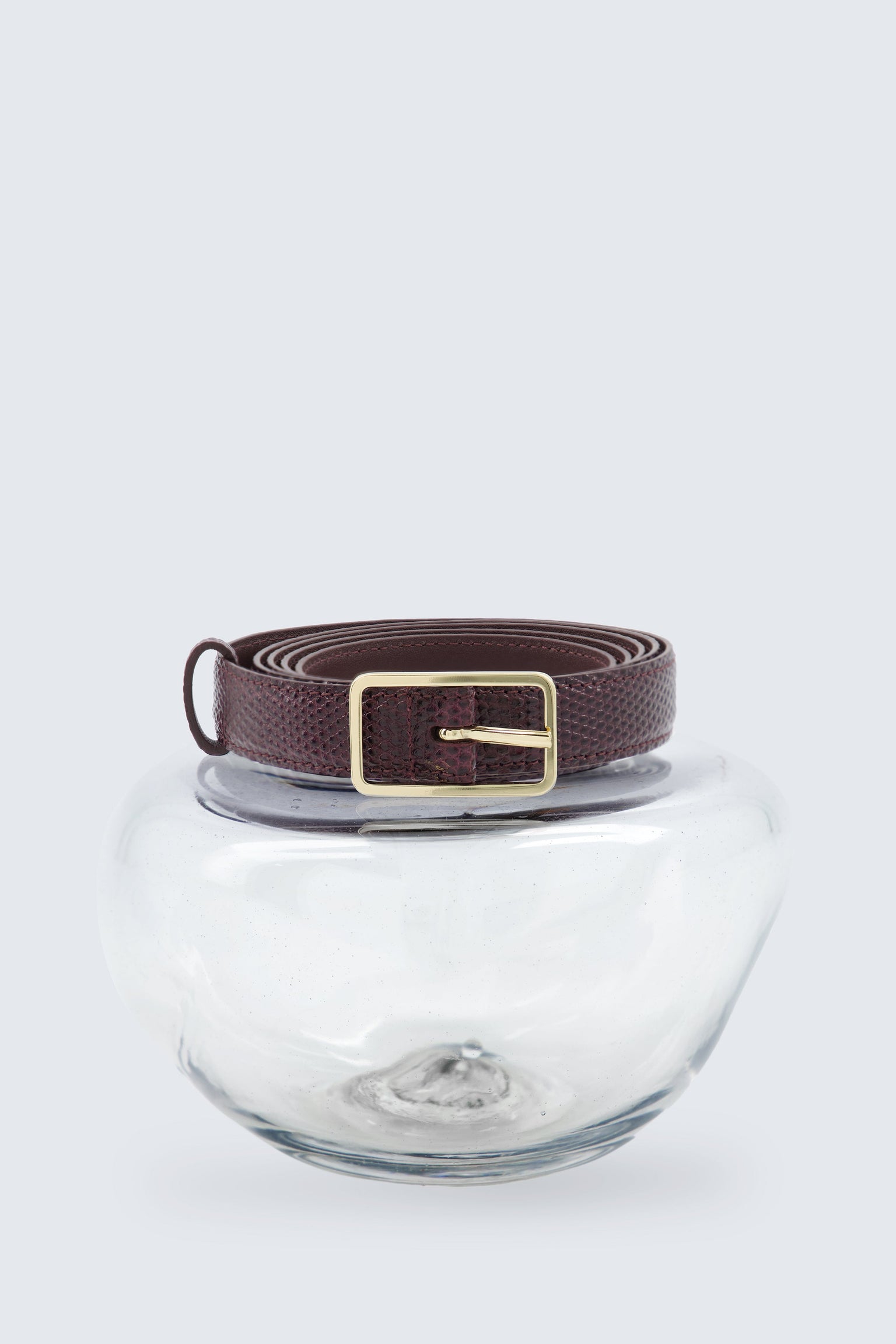 Ceinture fine en cuir de veau embossé