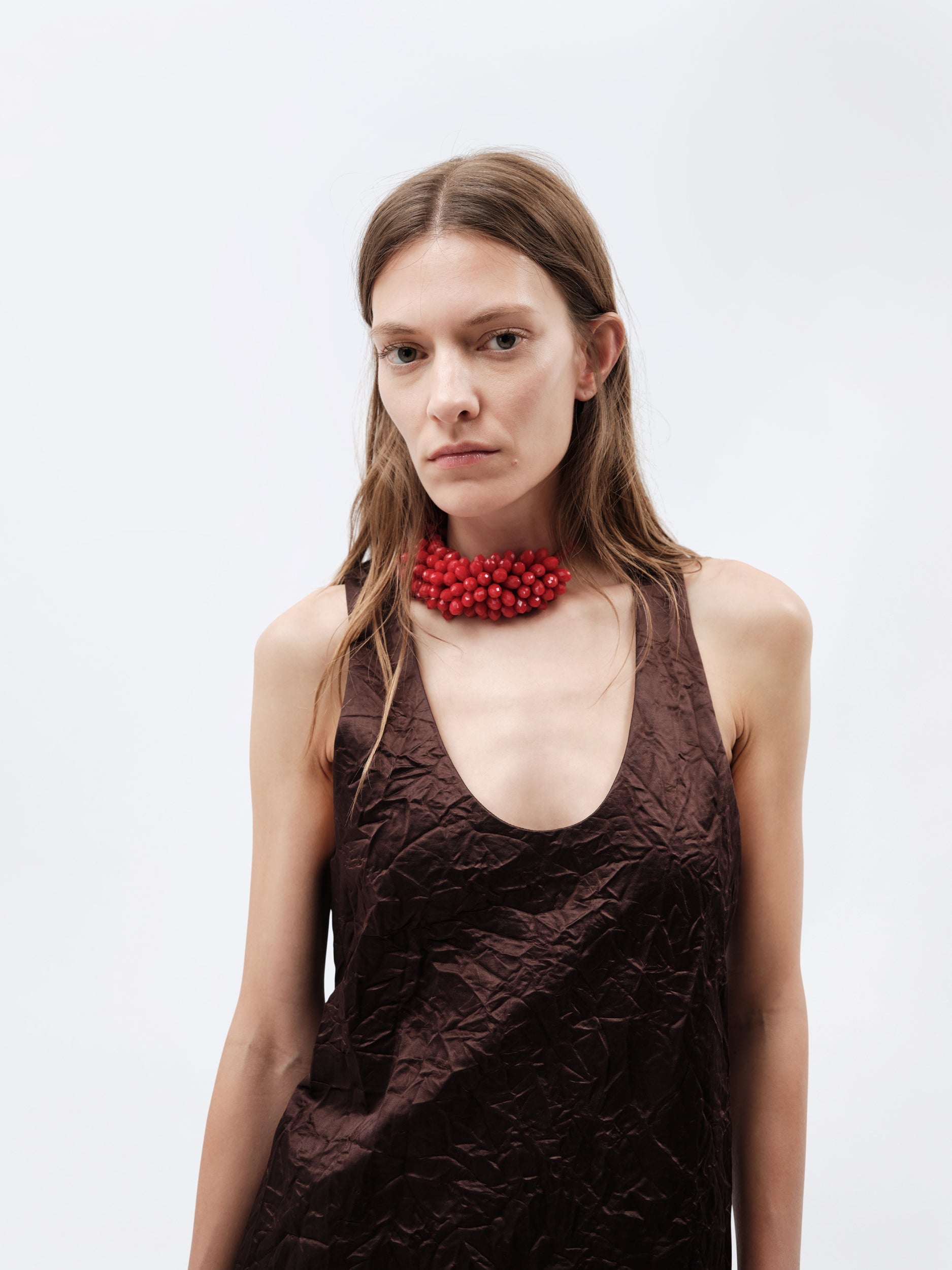 Tank top in crushed satin