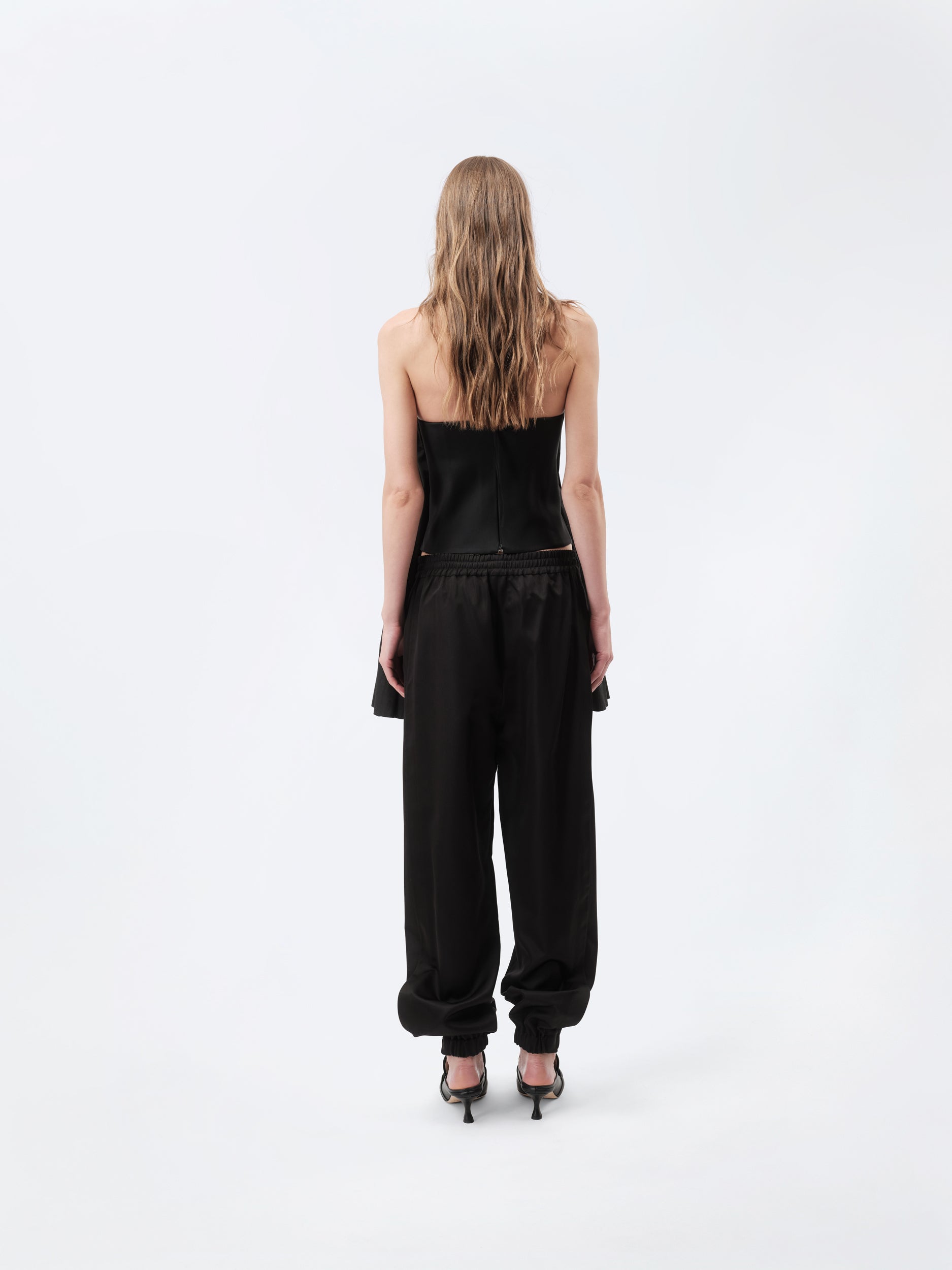 Pleated bustier in technical moire