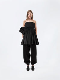Pleated bustier in technical moire