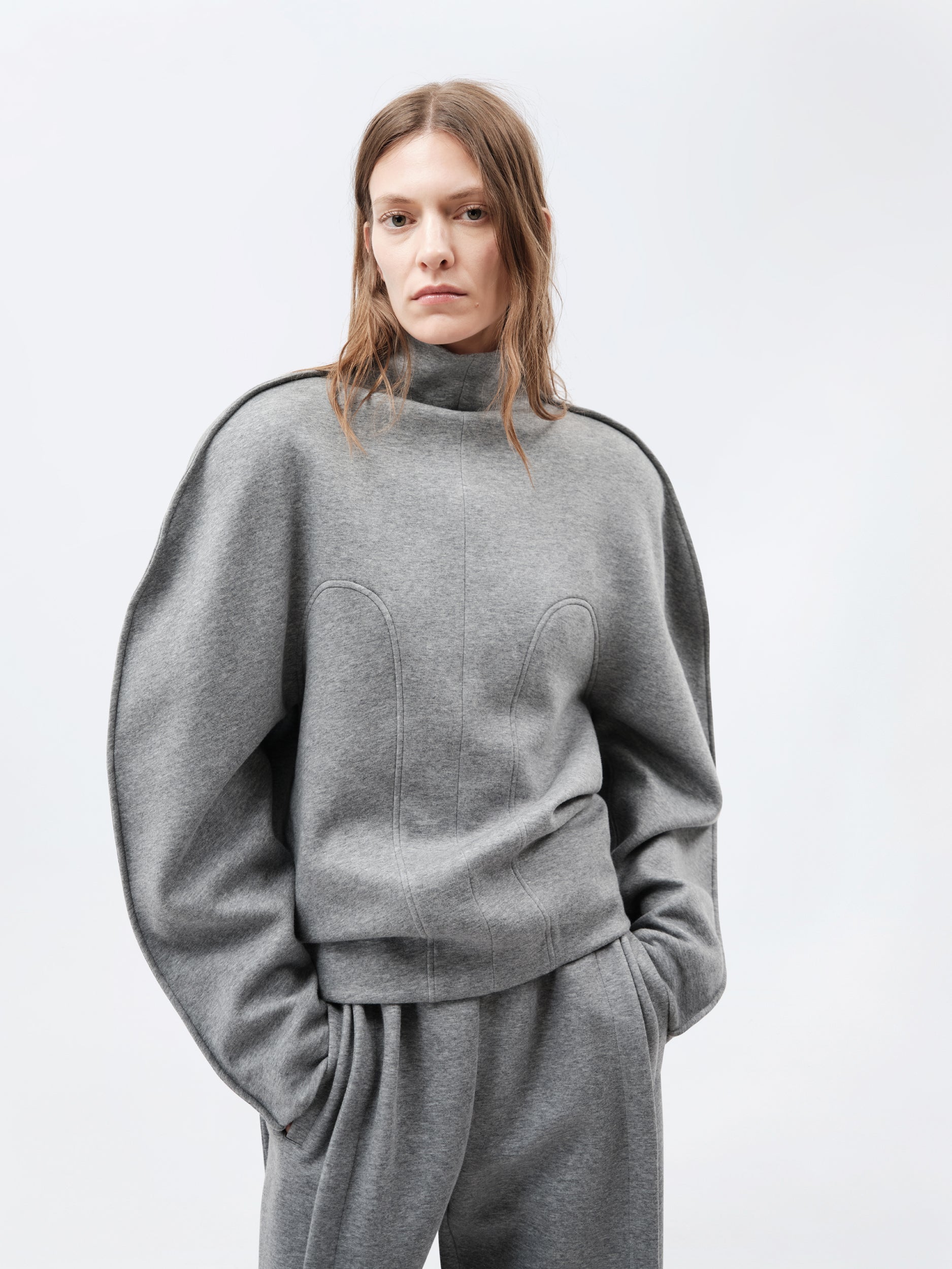 Cocoon sweater in cashmere cotton jersey