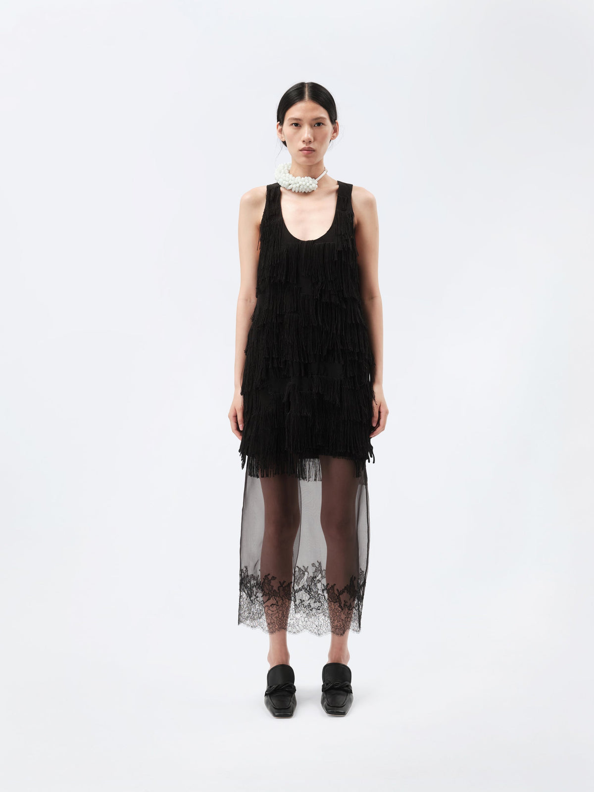 Tank top in tassel fringe