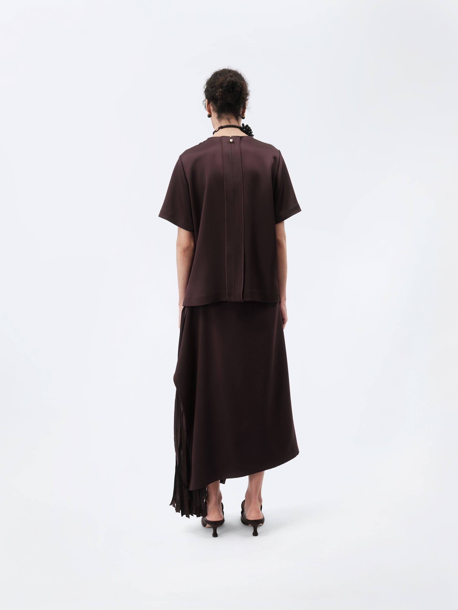 T-shirt top in double satin