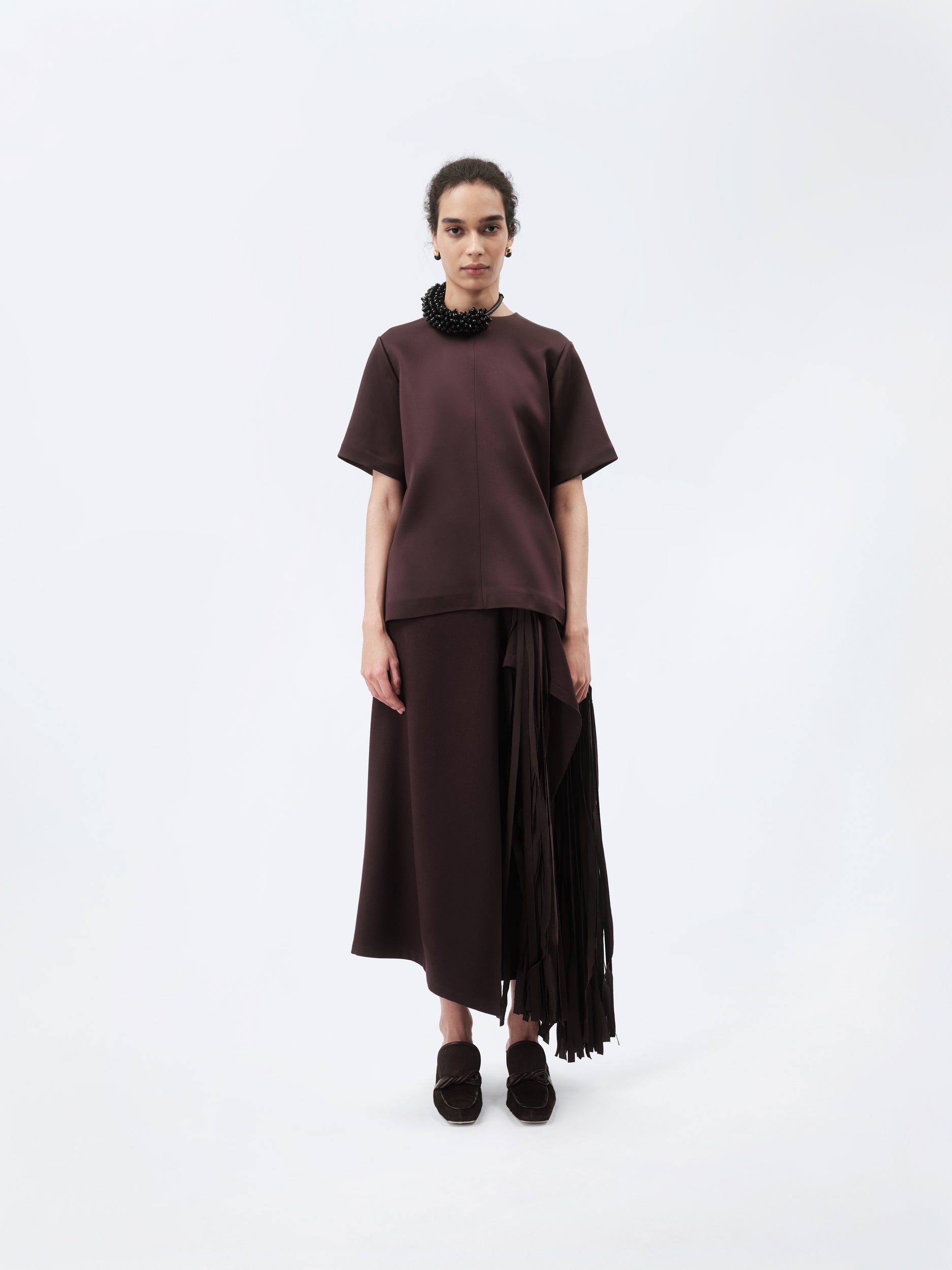 T-shirt top in double satin