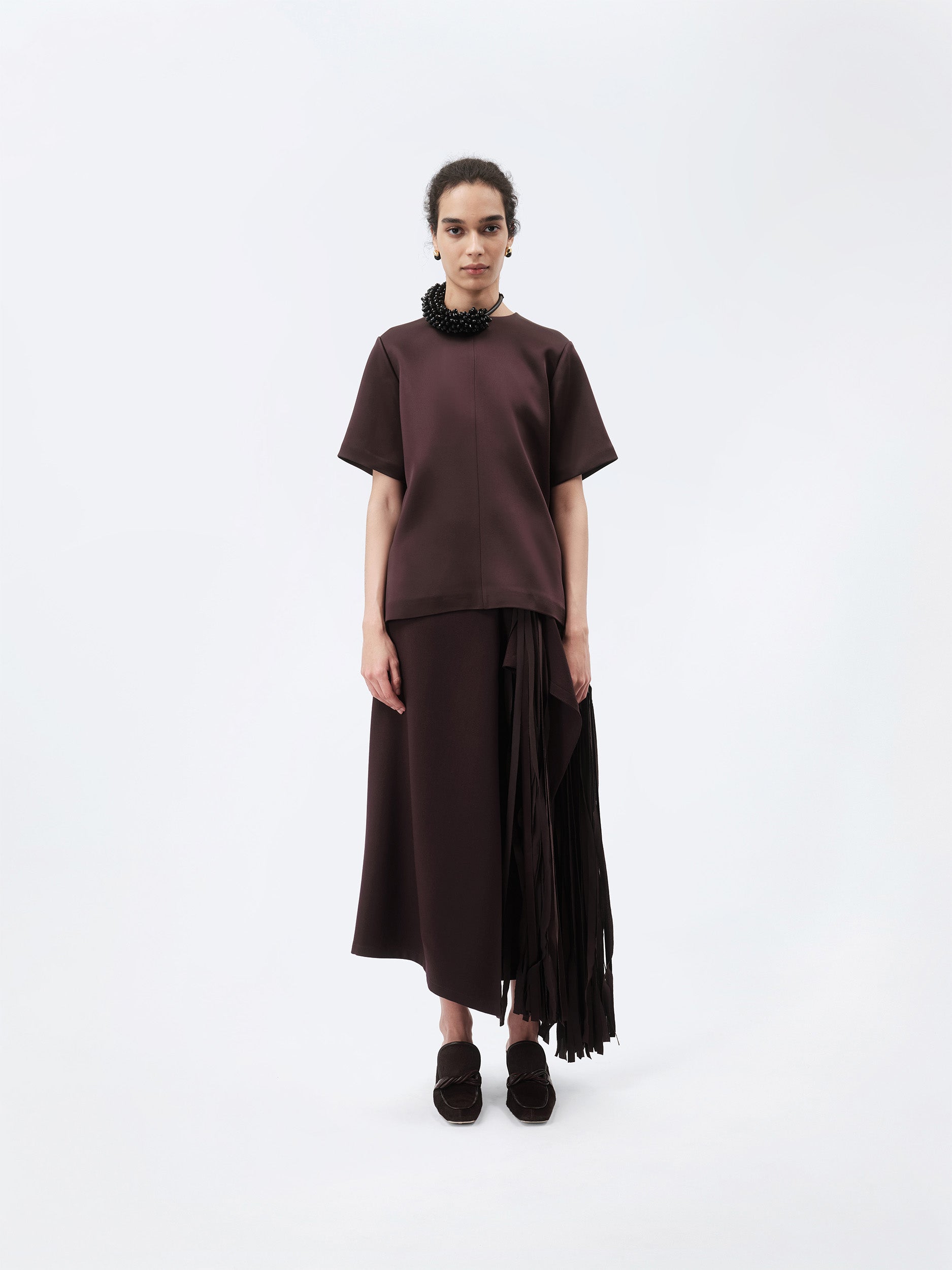 T-shirt top in double satin