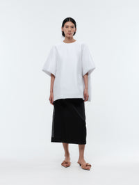 Padded T-shirt top in pressed silk