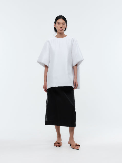 Padded T-shirt top in pressed silk