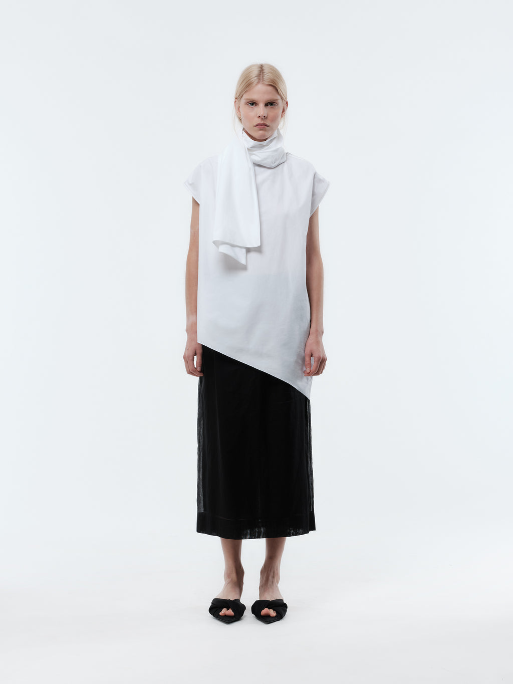 Scarf top in heavy poplin
