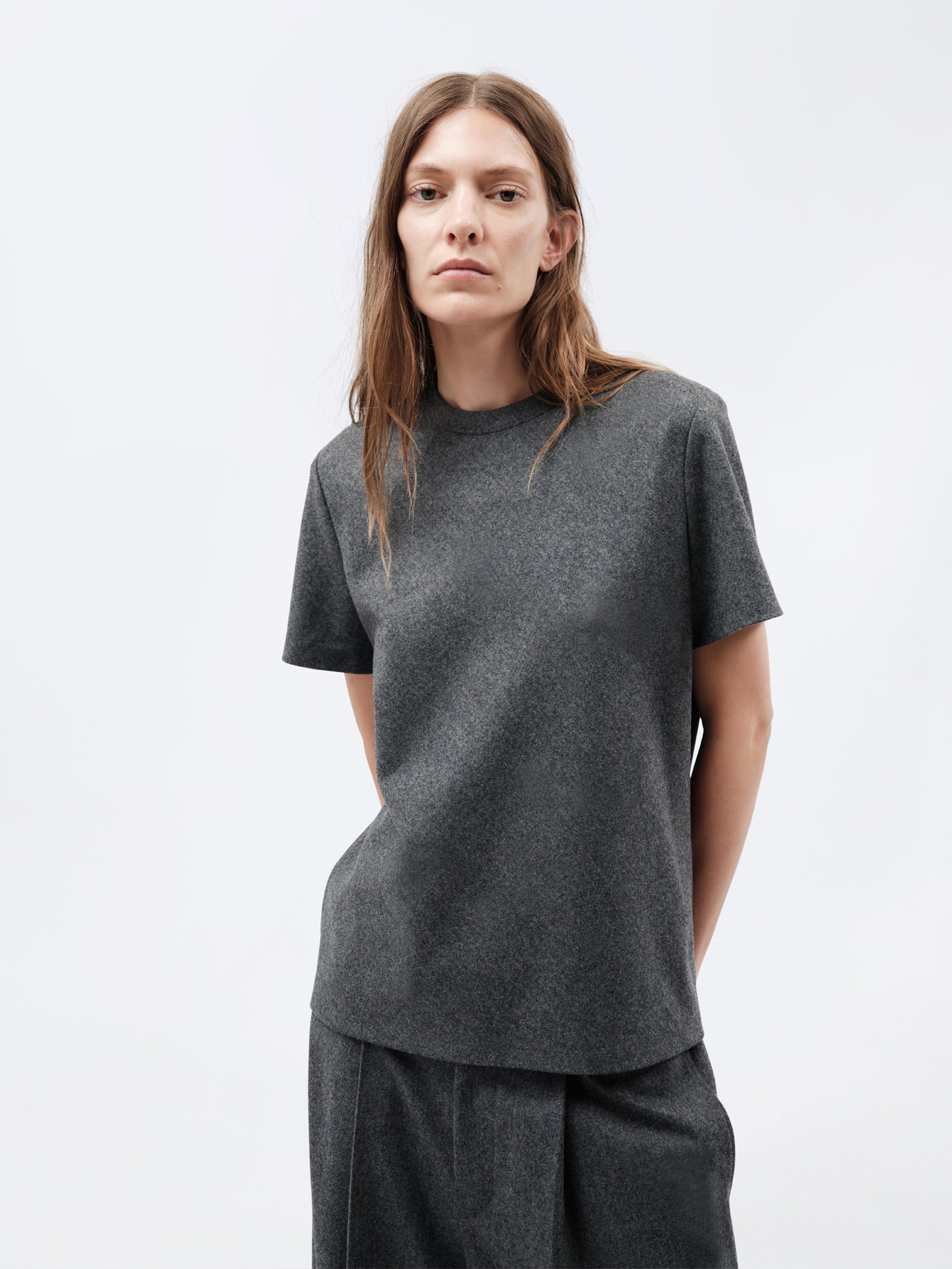 Top t-shirt ajusté en flanelle