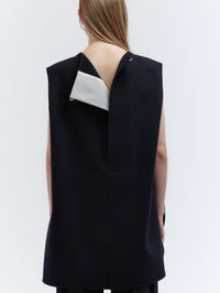Sleeveless tunic in light double face wool