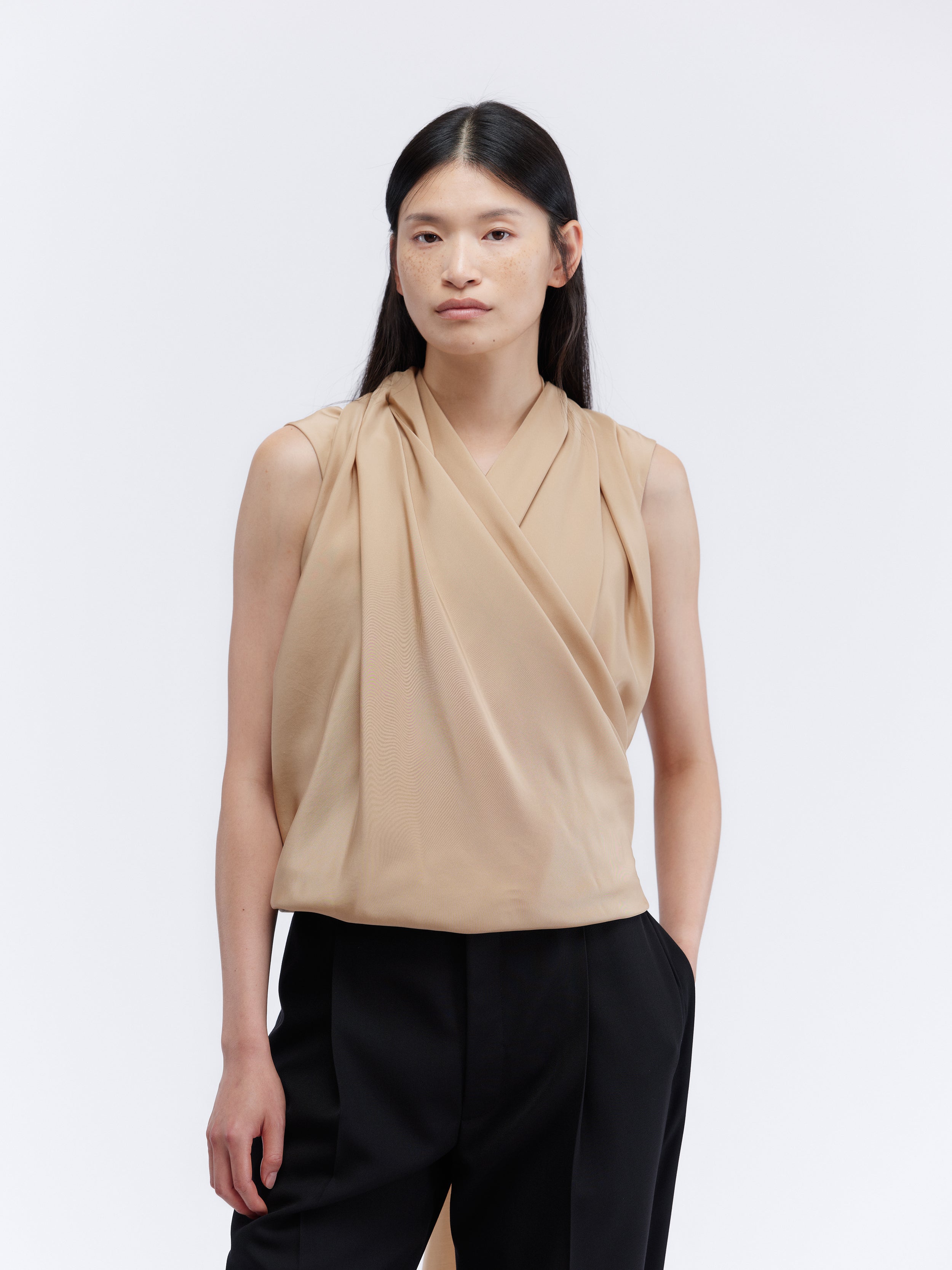 Wrap top in silk habotai