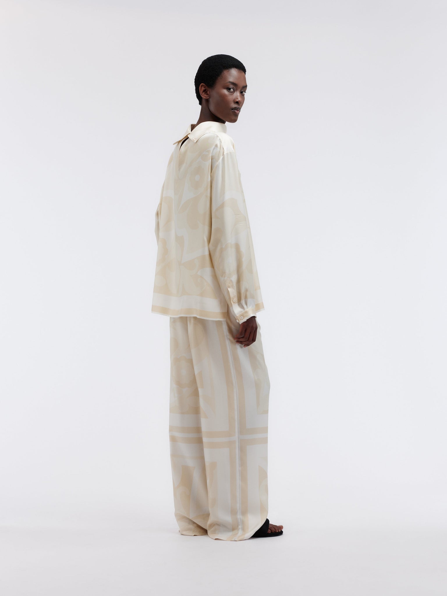 High-neck blouse in foulard print