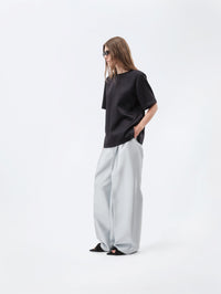 Double pleat trousers in silk wool couture