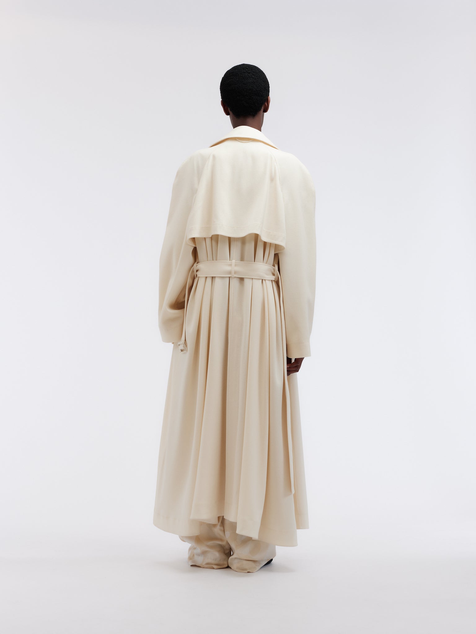 Scarf trench in crepe wool