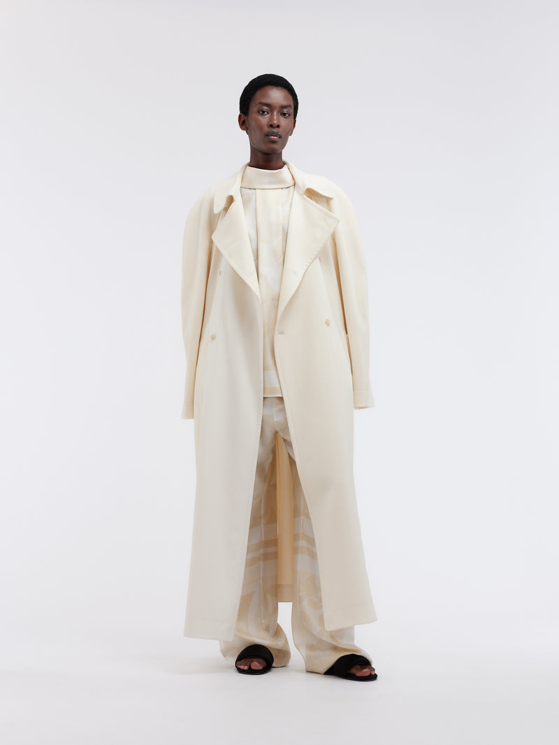 Trench foulard en crêpe de laine