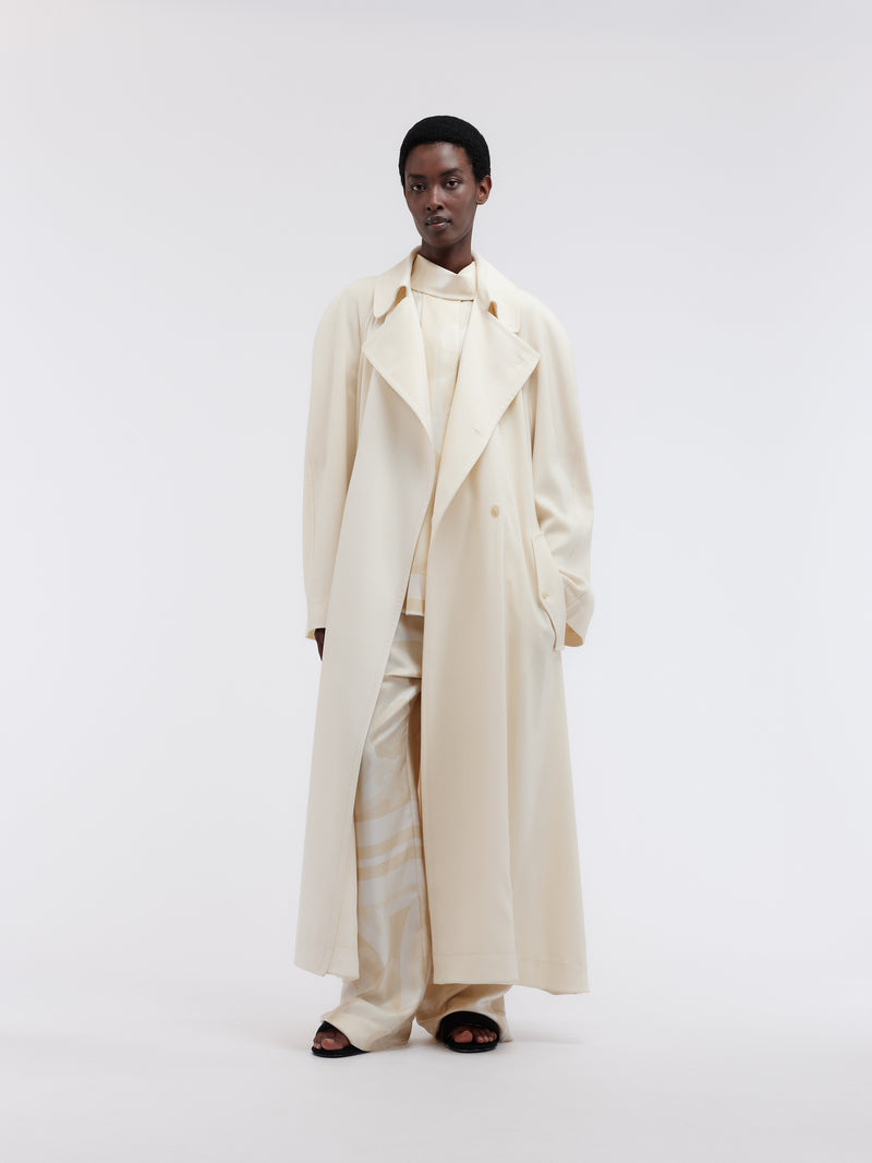 Trench foulard en crêpe de laine